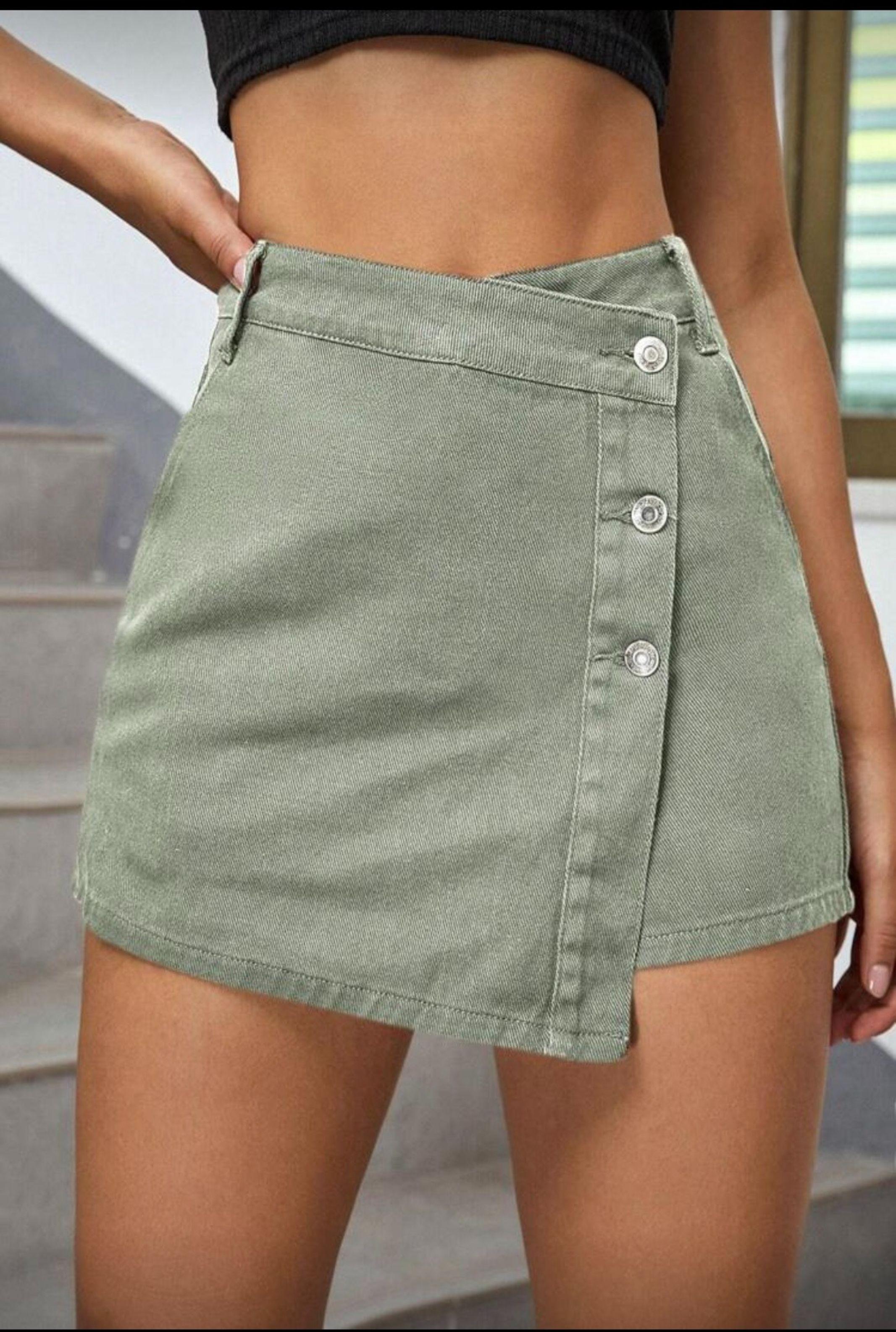 Falda Short Denim Tiro Alto – Nuevo sin uso, moderno y favorecedor-3