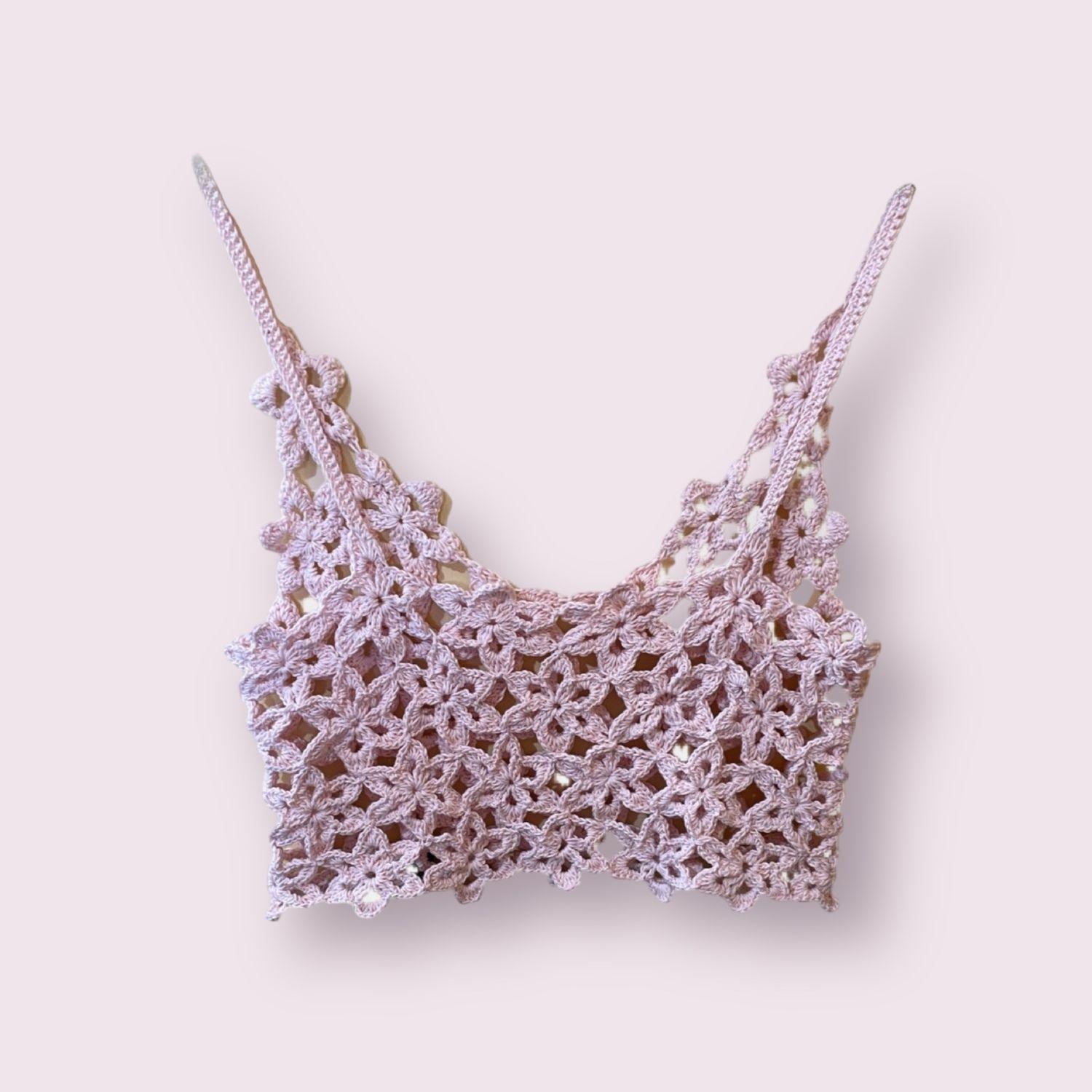 Top Diseño Floral color nude Tejido a mano-2