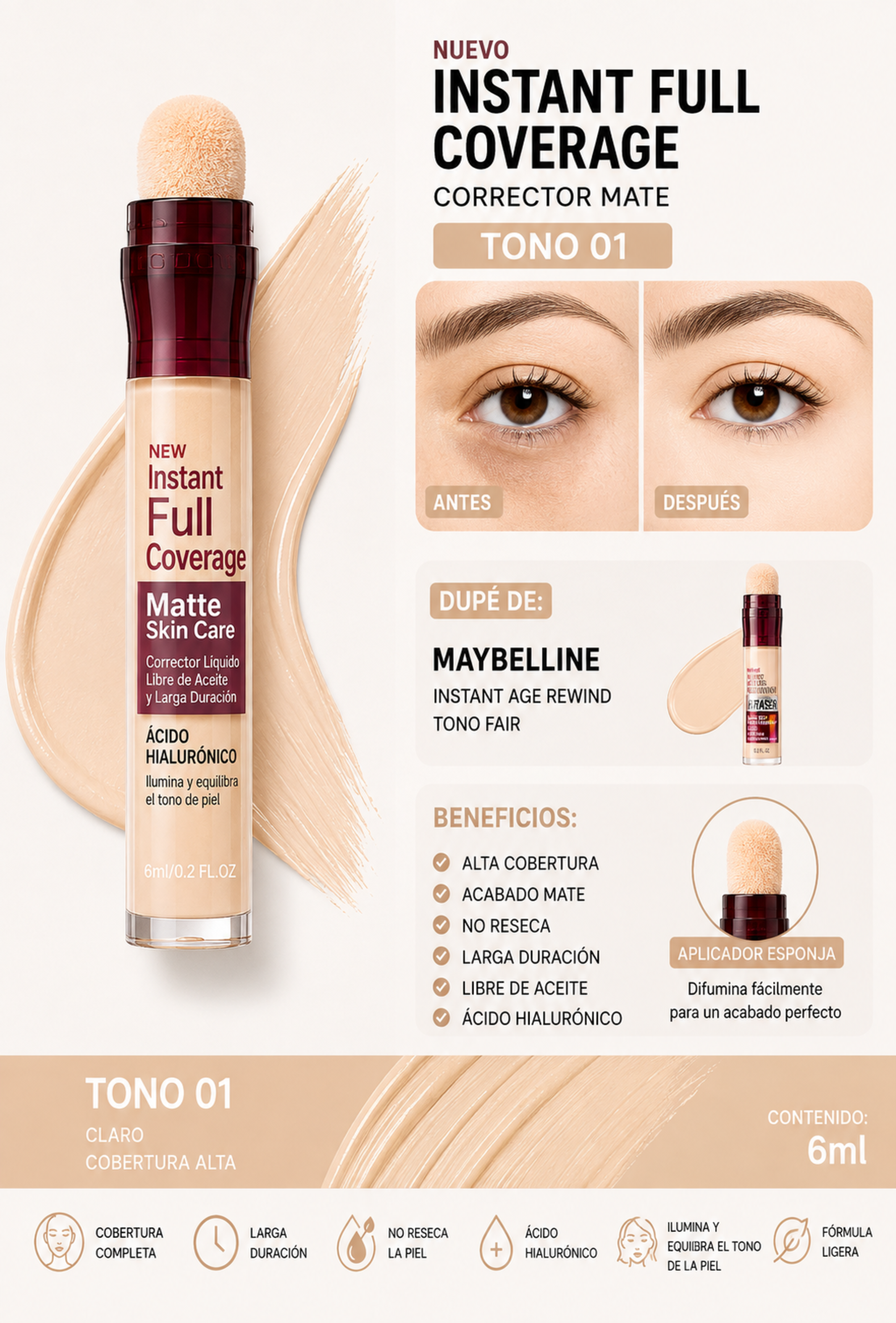 Corrector Líquido Olibolla Full Coverage Alta Cobertura Matte 6 ml-2