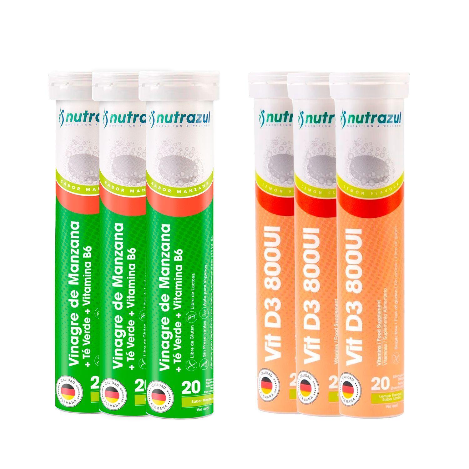 3 Vinagre de Manzana - Té Verde + 3 Vitamina D3 -800 UI  - Pack 6 unidades.-0