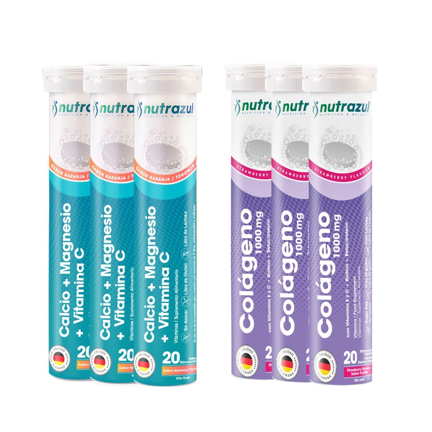 Calcio - Magnesio (3)  + Colágeno Hidrolizado Marino 1000 mg (3)  - Pack 6 unidades.-0