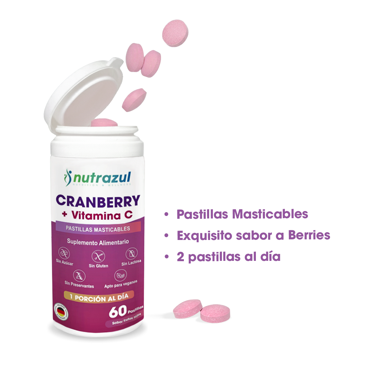 Cranberry + Vitamina C 1000 Mg Nutrazul- Pack 3-5
