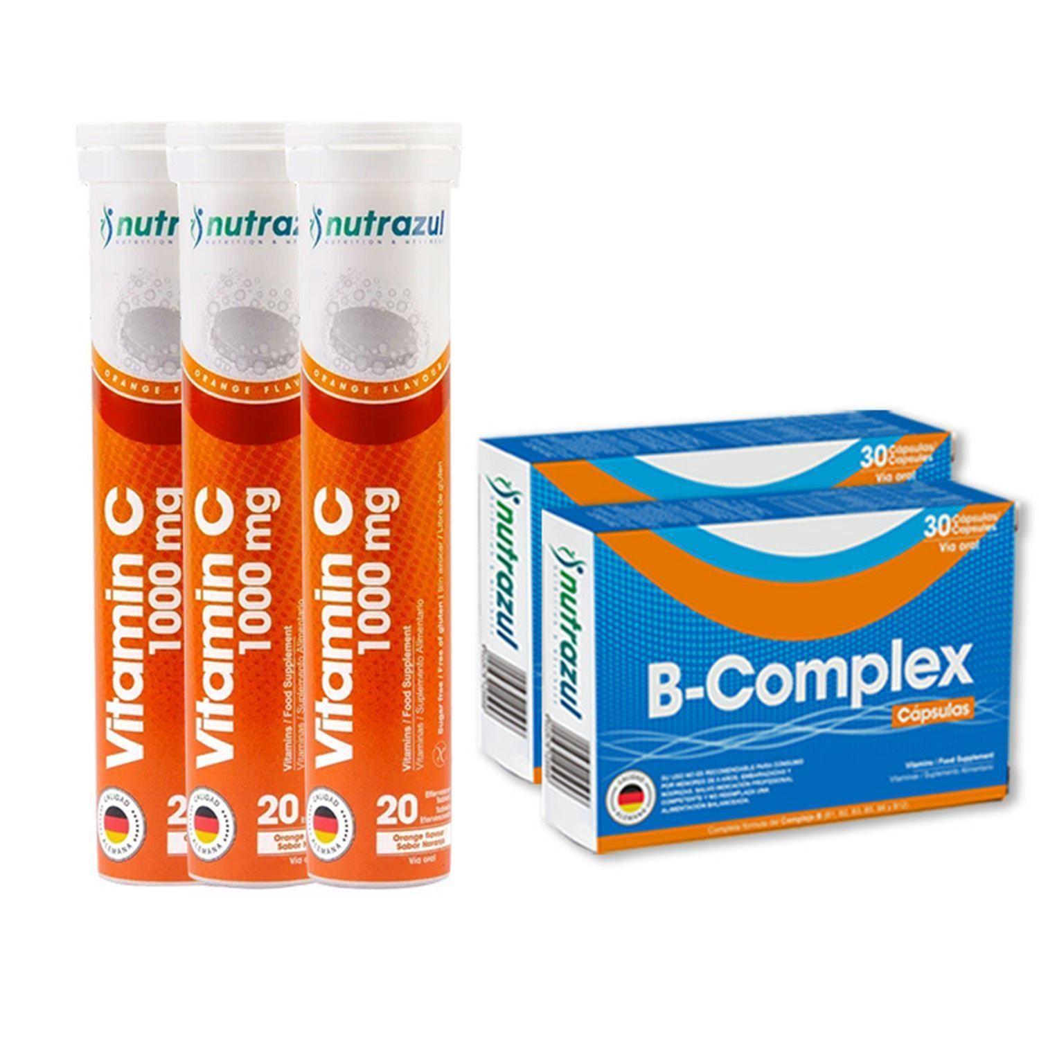 Vitamina C (3 Tubos) + Complejo B - B-Complex (2 cajas) - Pack 5 Unidades.-0