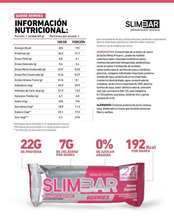 Display 12 Barritas de Proteína Slimbar 60g_ Berries-2