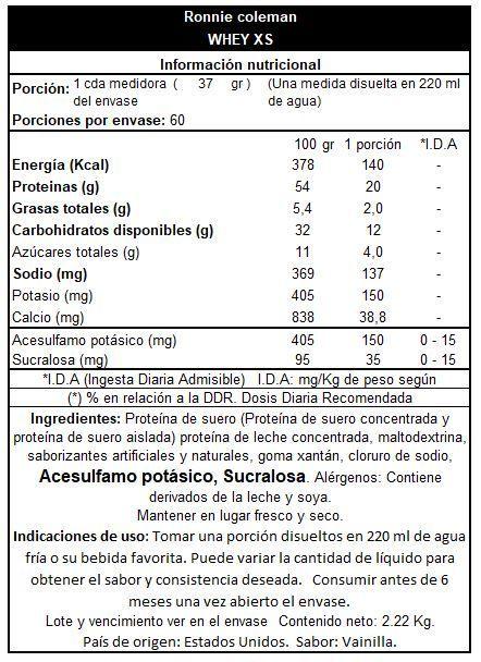 PROTEINA WHEY XS 5LB RONNIE COLEMAN | VAINILLA-1
