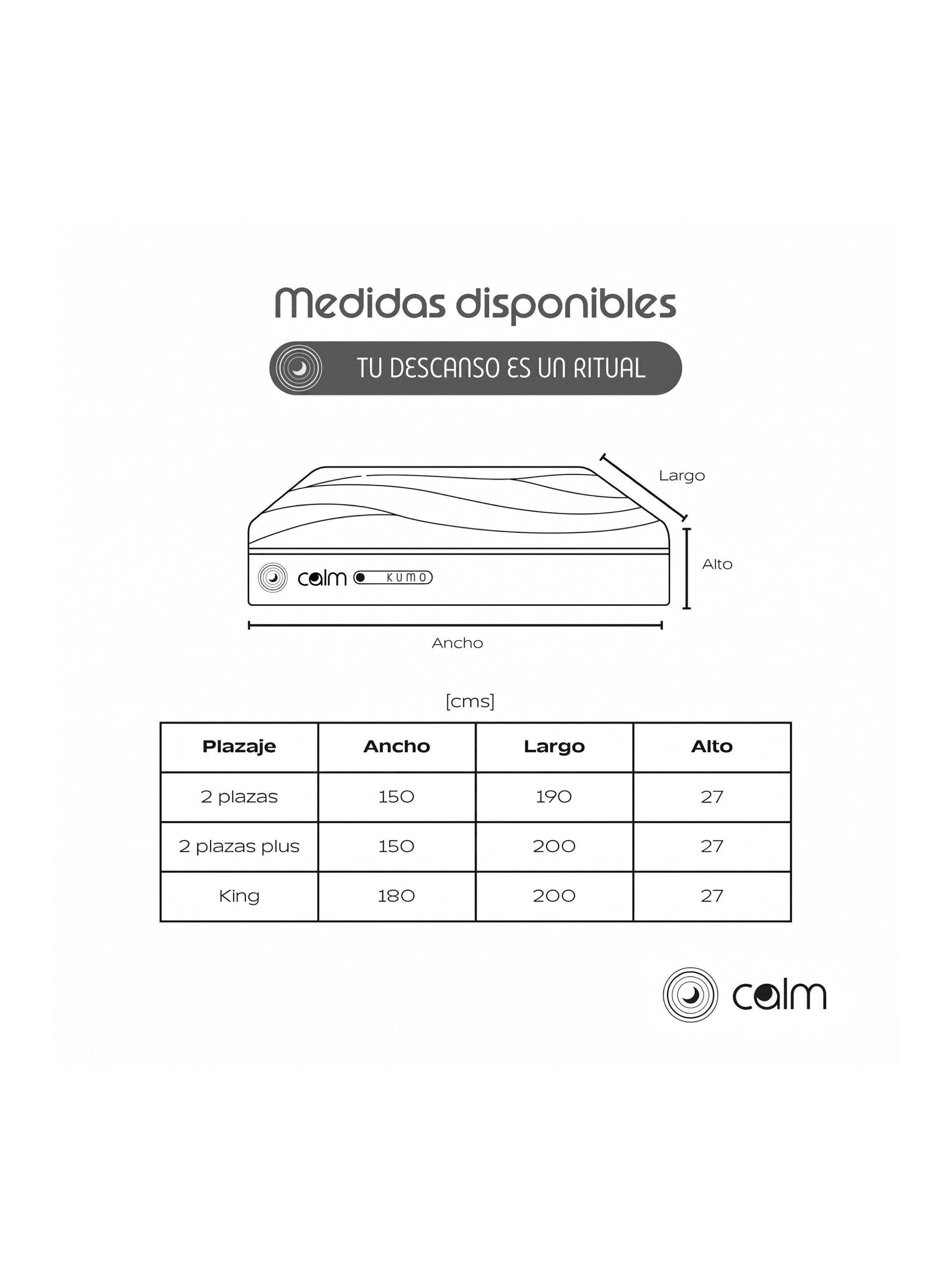 Combo Colchon Calm KUMO Thermo Luxe 2 Almohadas Kioku 2 Plazas Plus 150x200-4