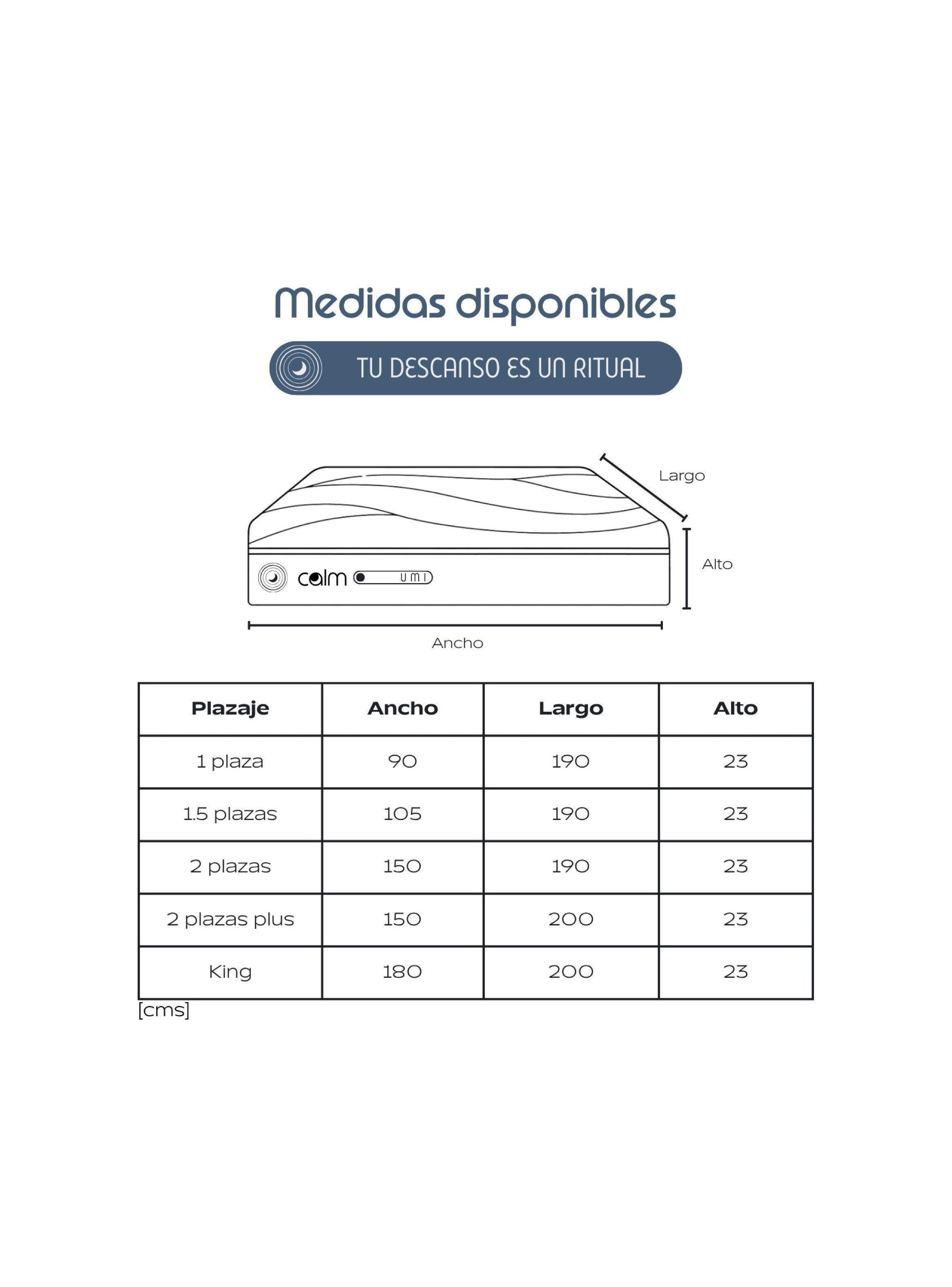 Combo Cama Calm NAGI Colchon UMI Hybrid Core 1 5 Plazas 105x190-3