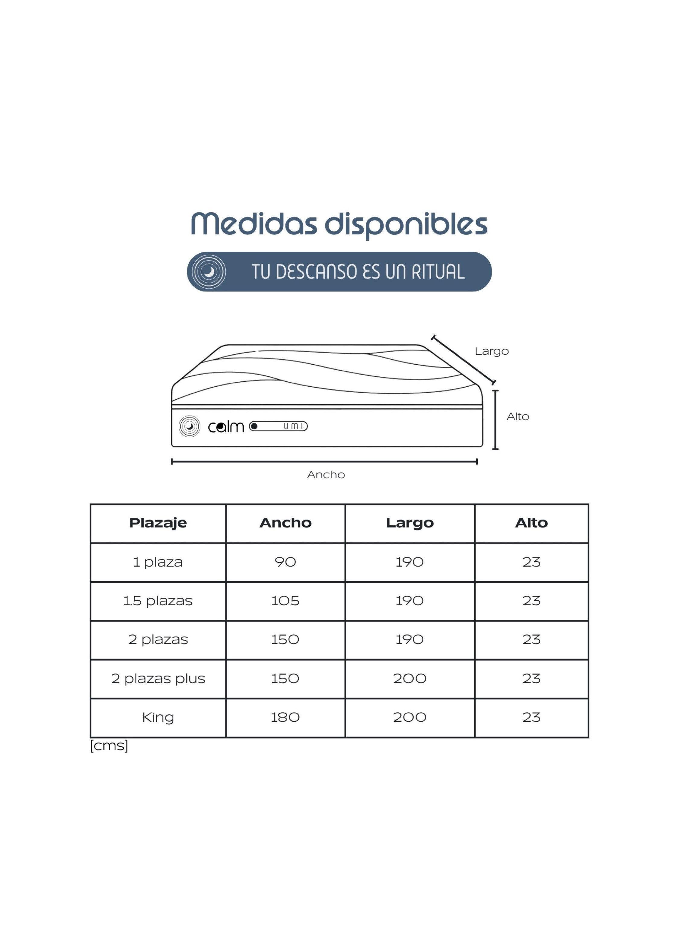 Cama Completa Calm Base NAGI + Colchón UMI Hybrid Core 2 Plazas 150x190 cm-4