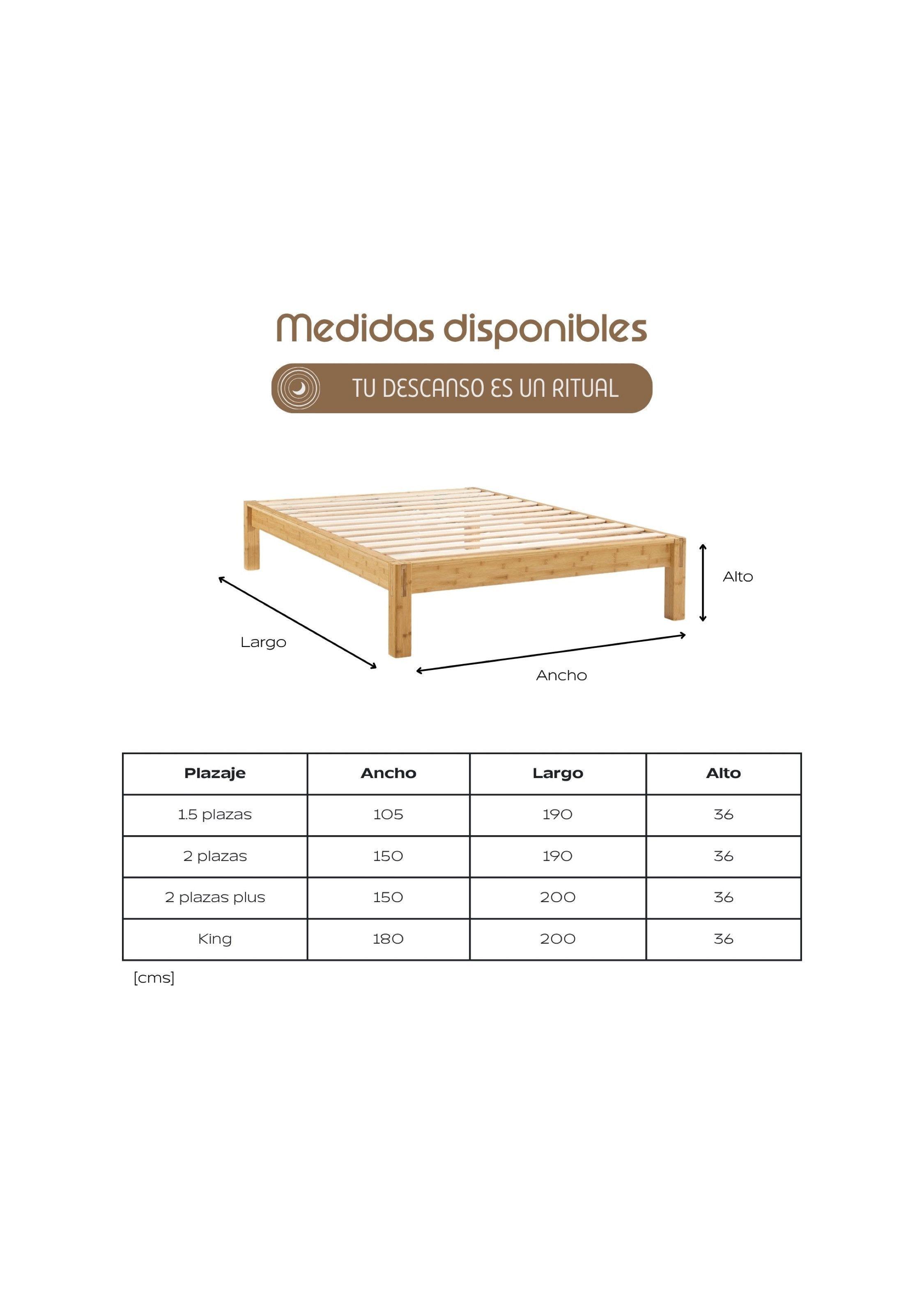 Cama Completa Calm Base NAGI + Colchón UMI Hybrid Core 2 Plazas 150x190 cm-5
