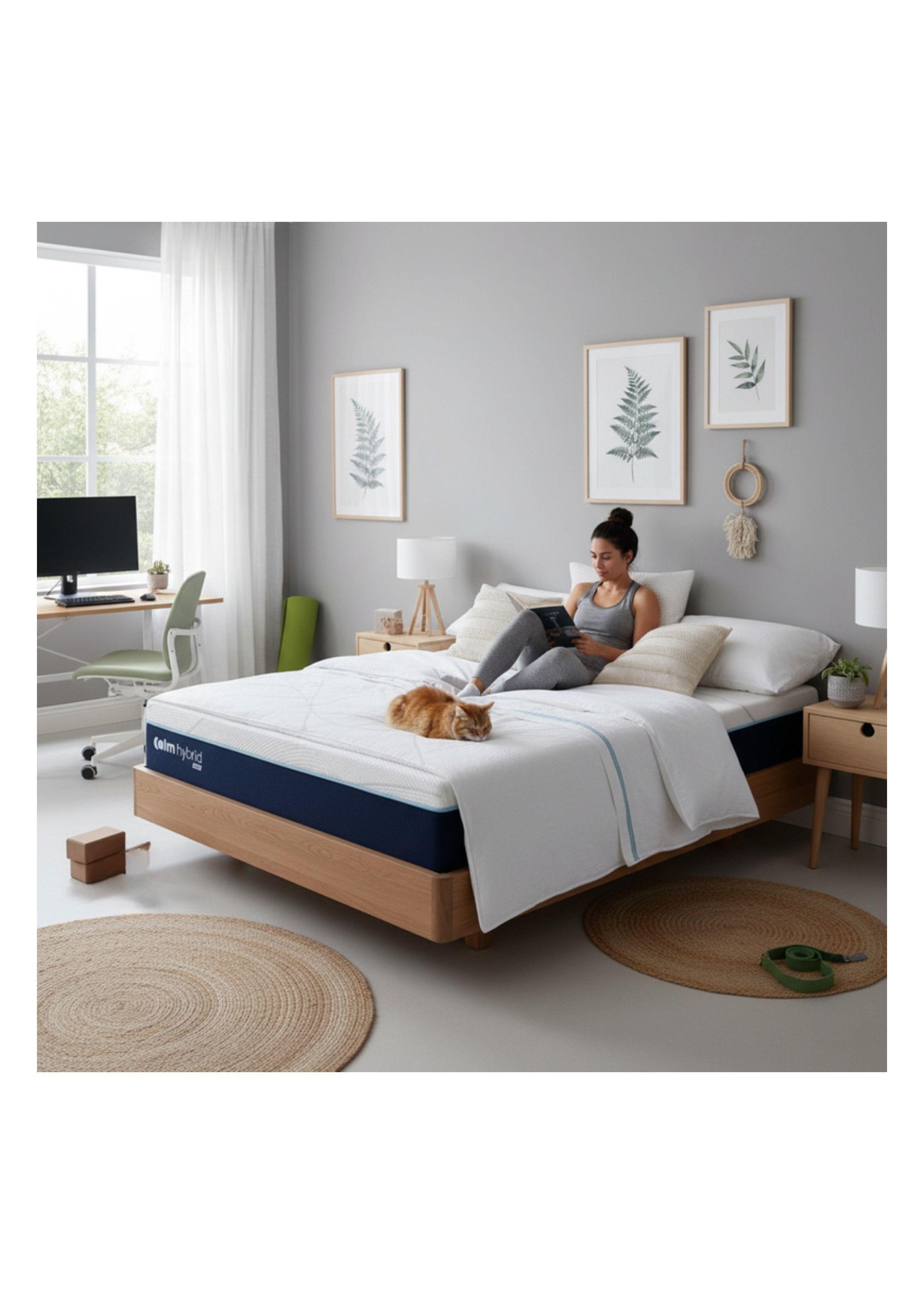 Cama Completa Calm Base NAGI + Colchón UMI Hybrid Core 2 Plazas 150x190 cm-6