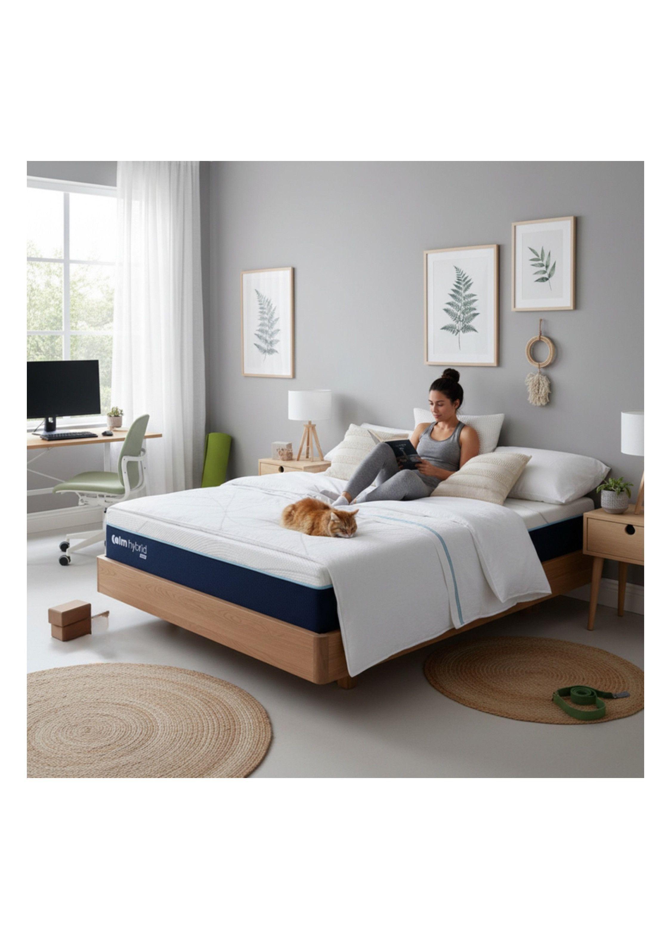 Cama Completa Calm Base NAGI + Colchón UMI Hybrid Core 2 Plazas 150x190 cm-6