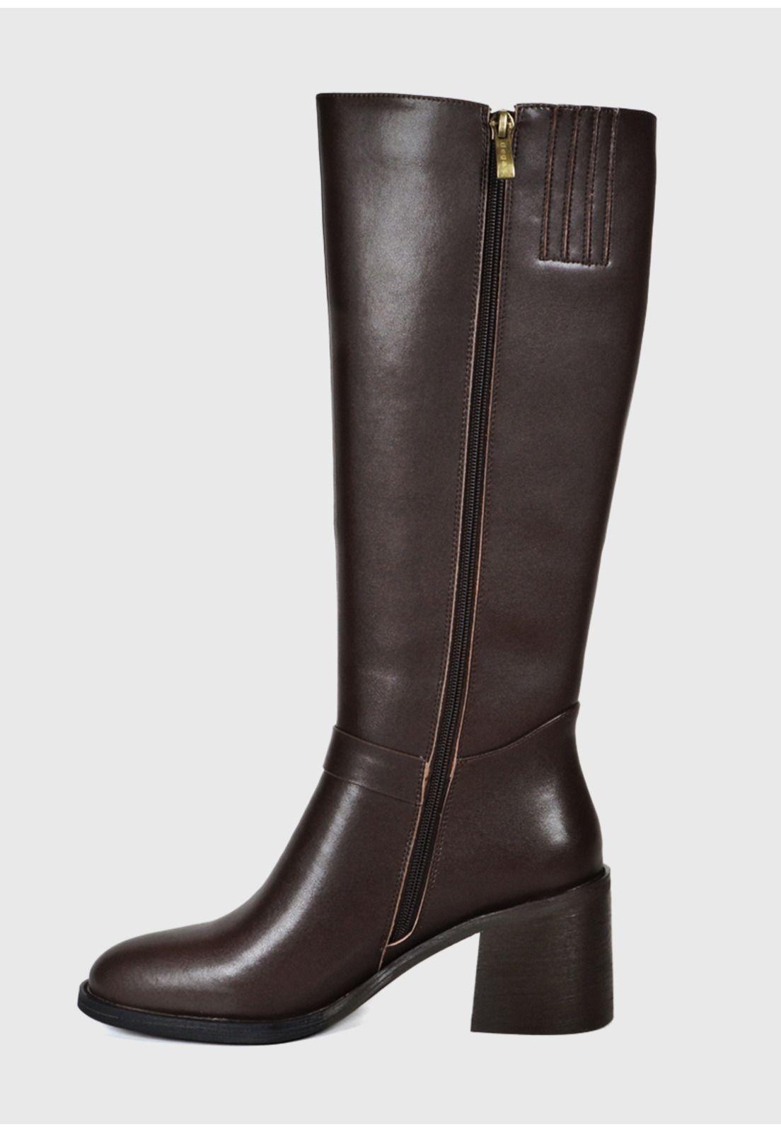 Bota Mujer Cuero Bashira Café-5