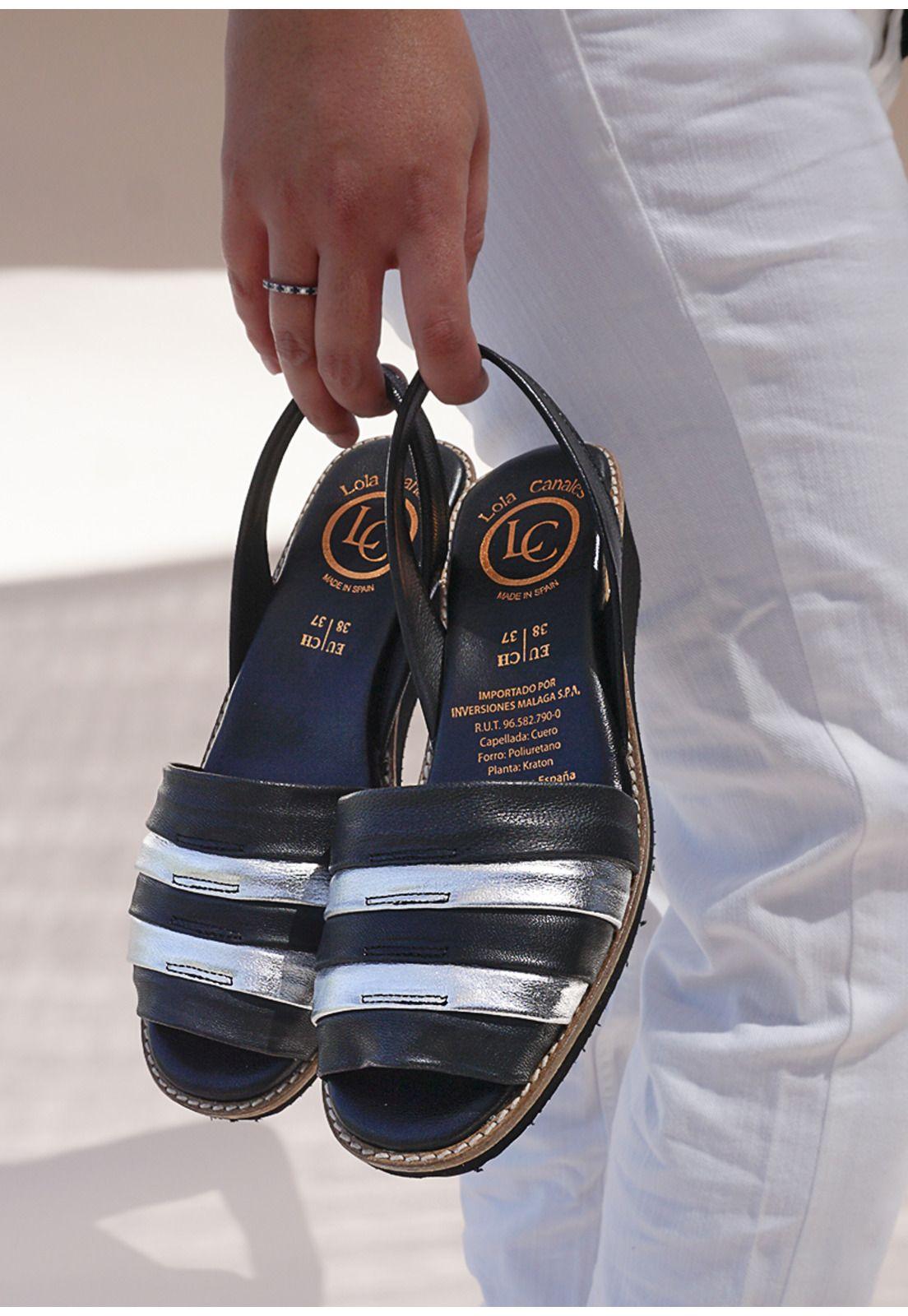 Sandalia Cuero Charmiane Negro Plata-0