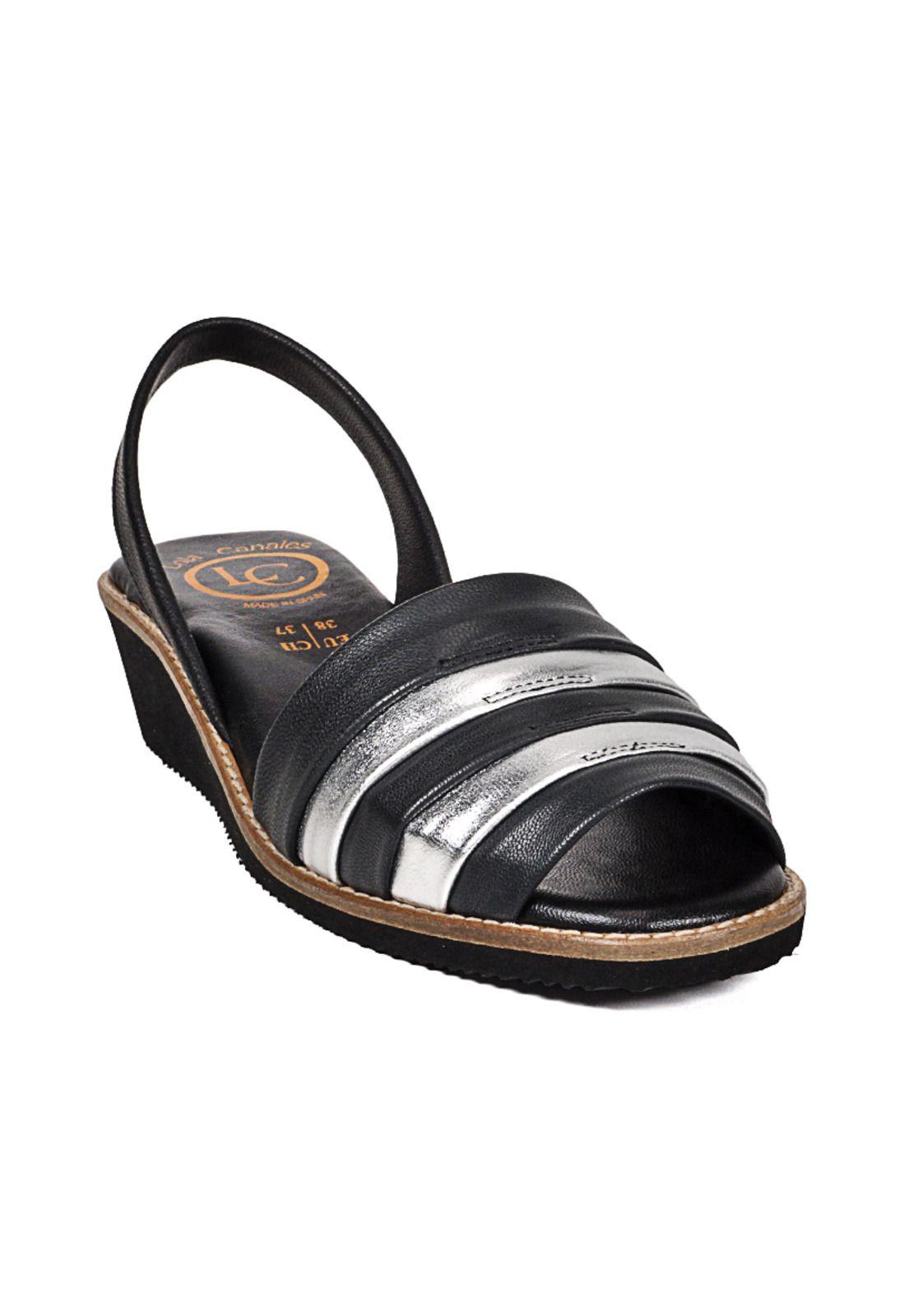 Sandalia Cuero Charmiane Negro Plata-5