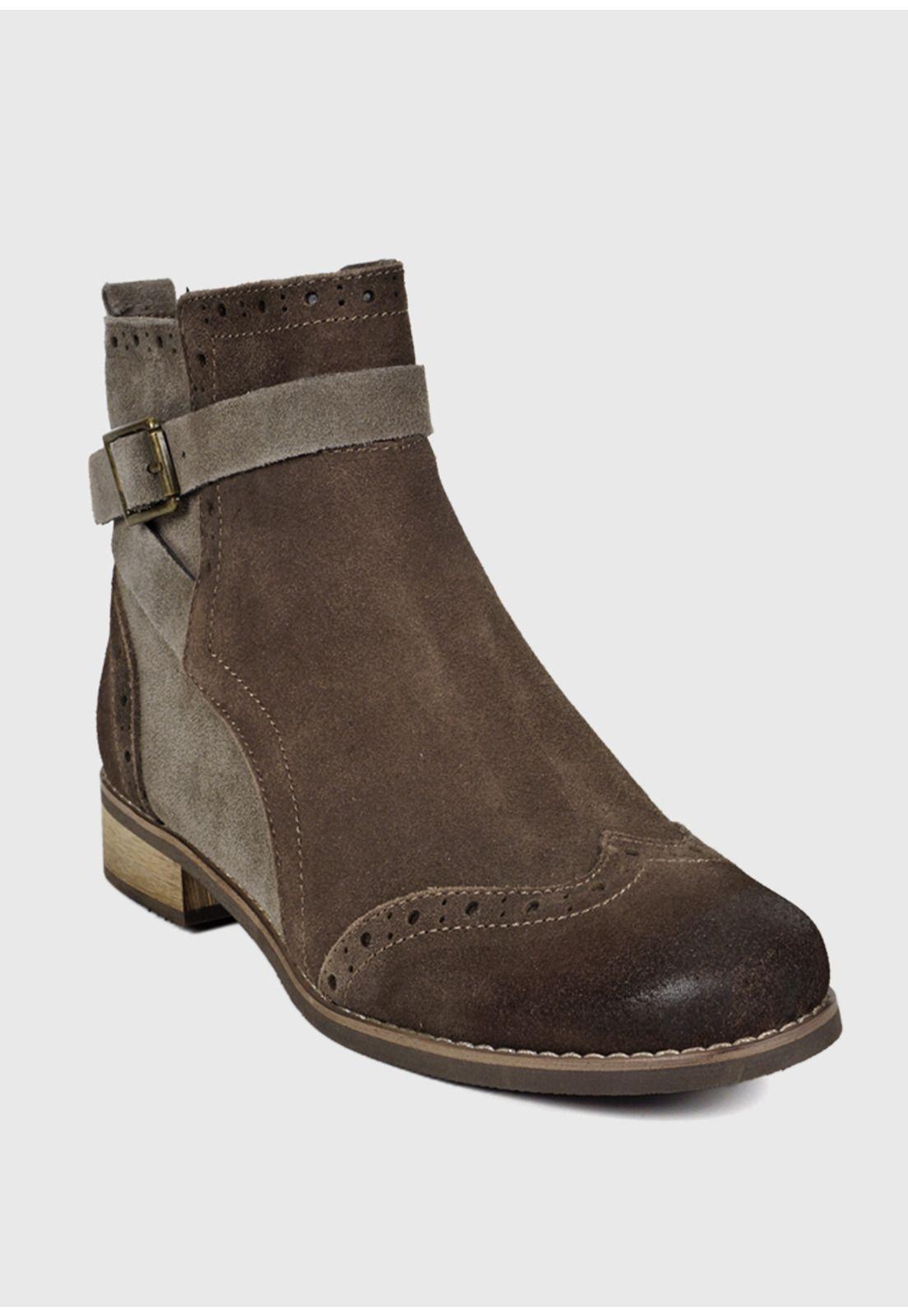 Botín Cuero Antigona Taupe-3