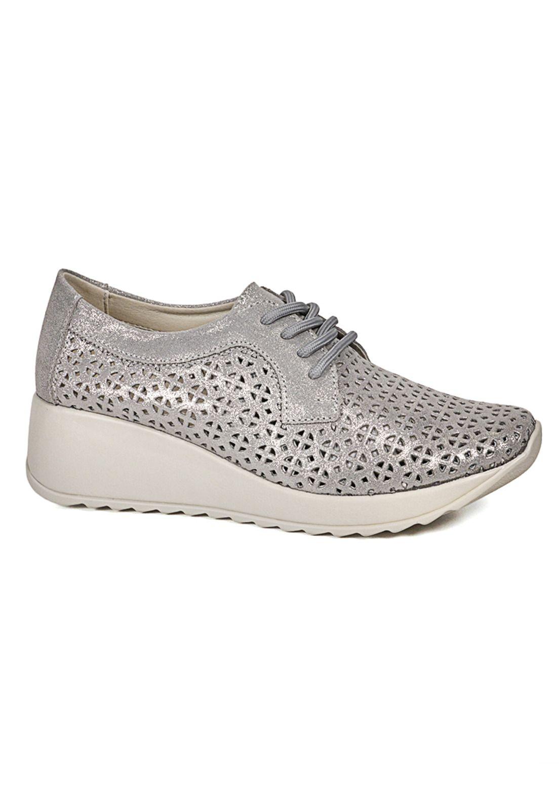 Zapatilla Cuero Geraldinas Plateado-1