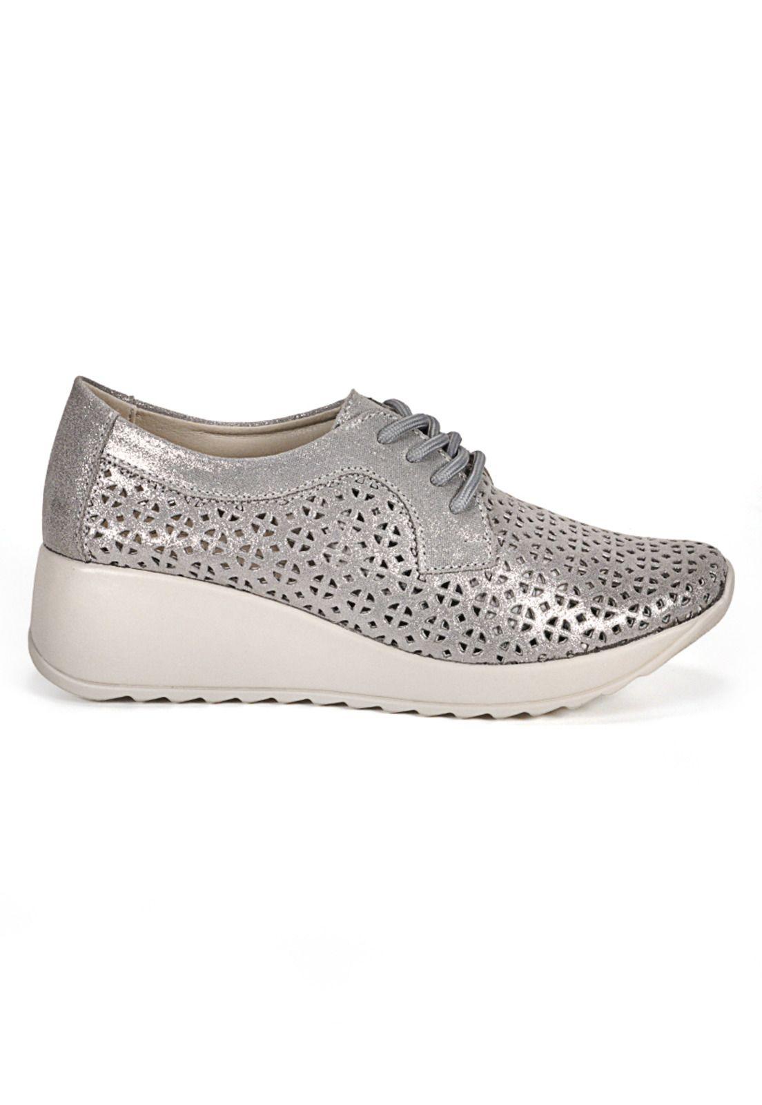 Zapatilla Cuero Geraldinas Plateado-2
