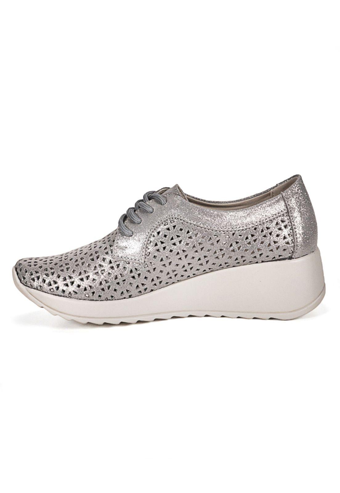 Zapatilla Cuero Geraldinas Plateado-5