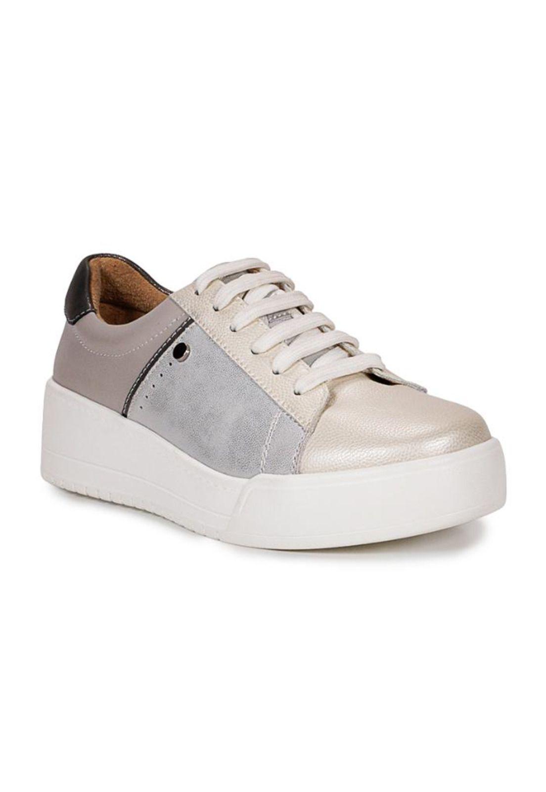 Zapatilla Cuero Bora Plateado-1
