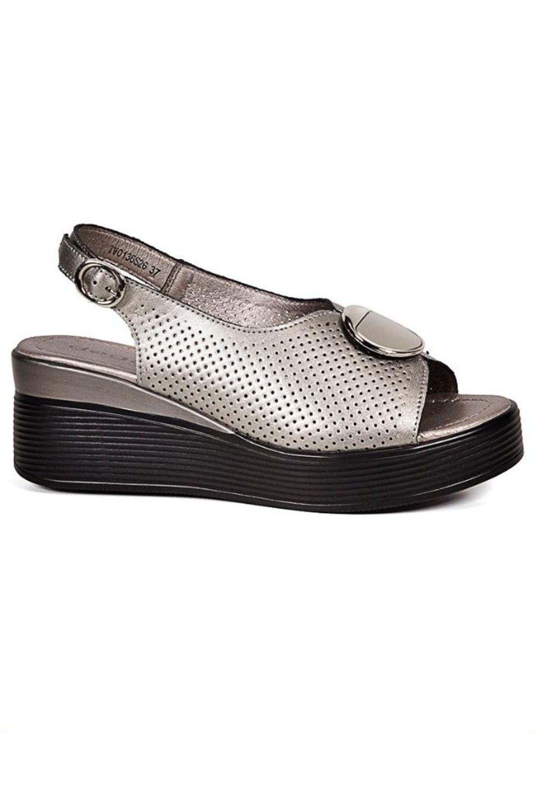Sandalia Cuero Ayana Plateado-0