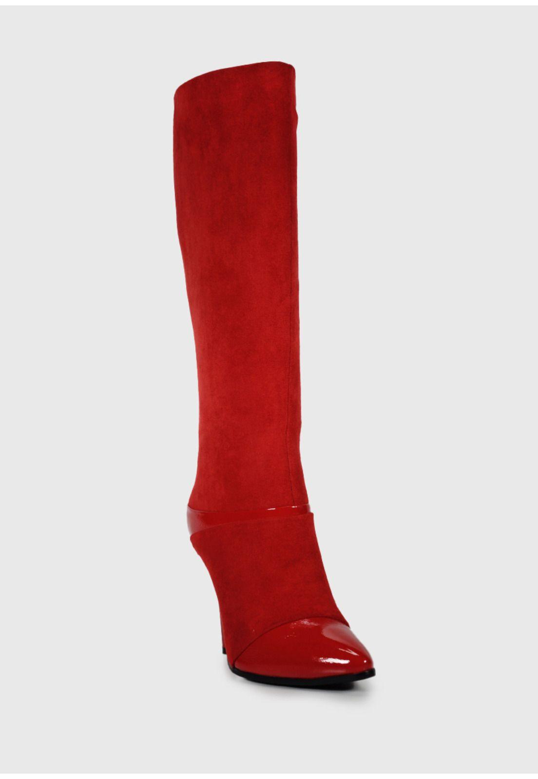 Bota Mujer Haikou Rojo Gamuza-2