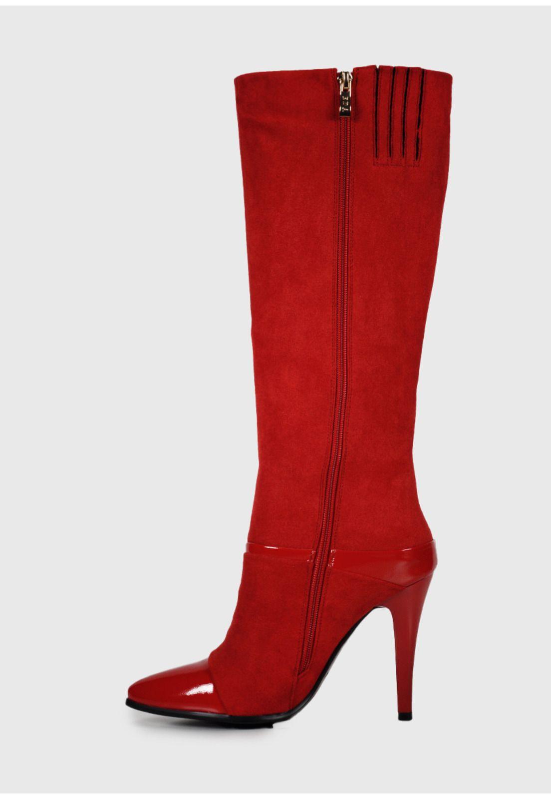 Bota Mujer Haikou Rojo Gamuza-4