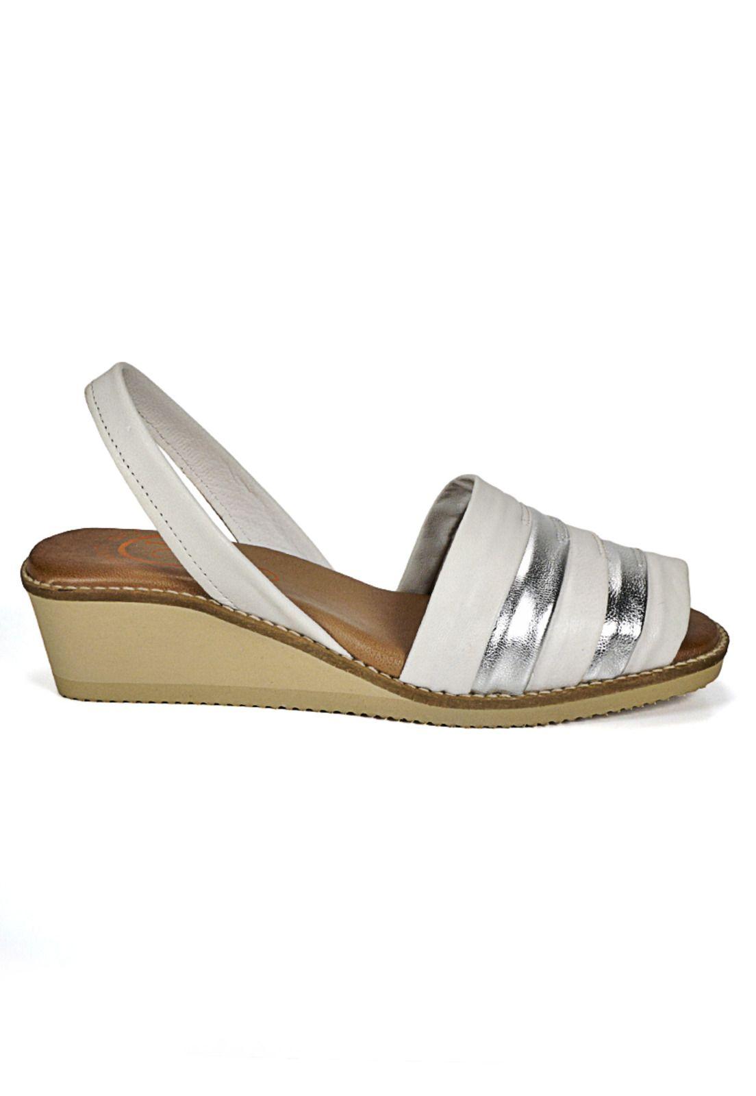 Sandalia Cuero Charmiane Blanco Plata-1