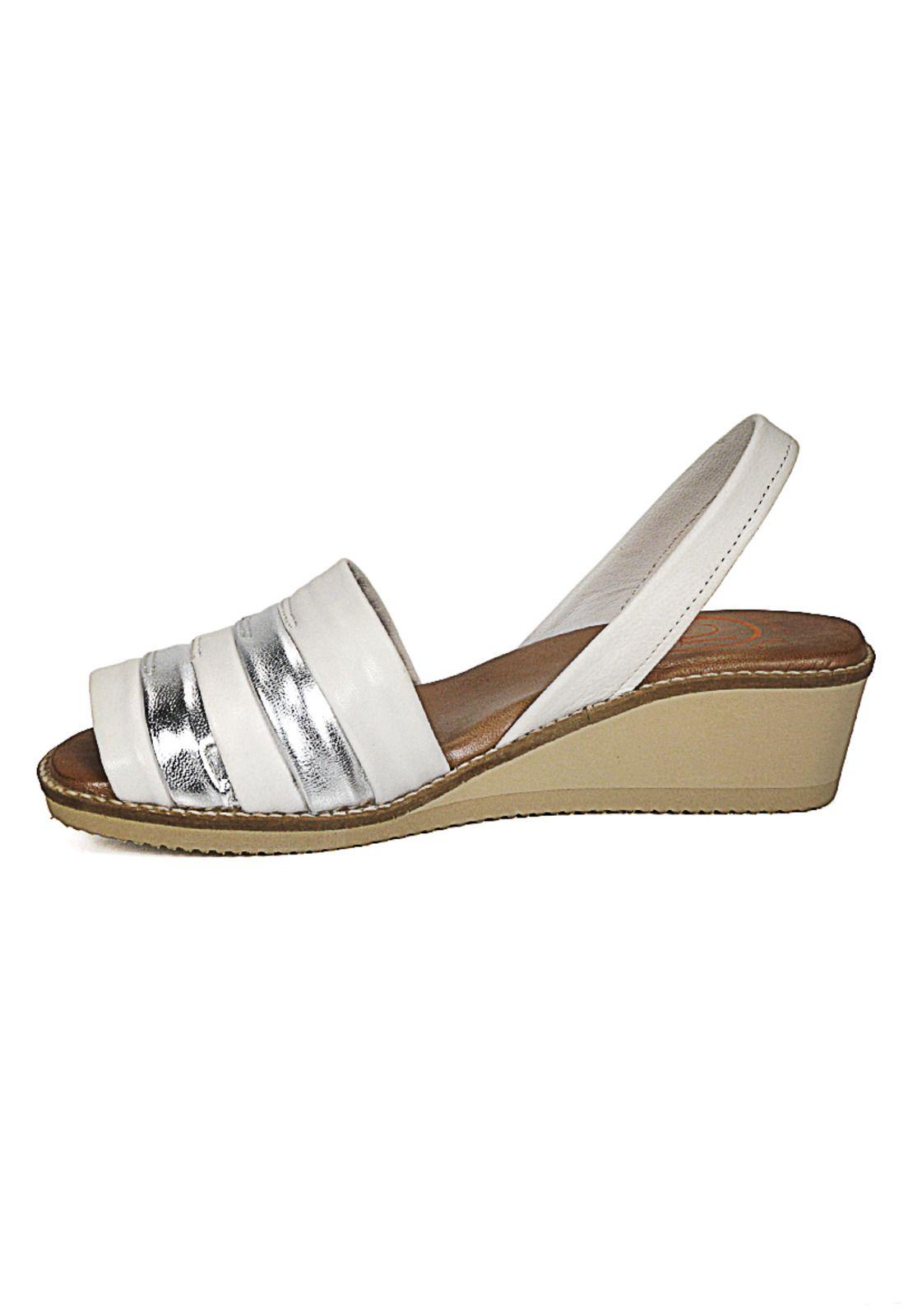 Sandalia Cuero Charmiane Blanco Plata-4