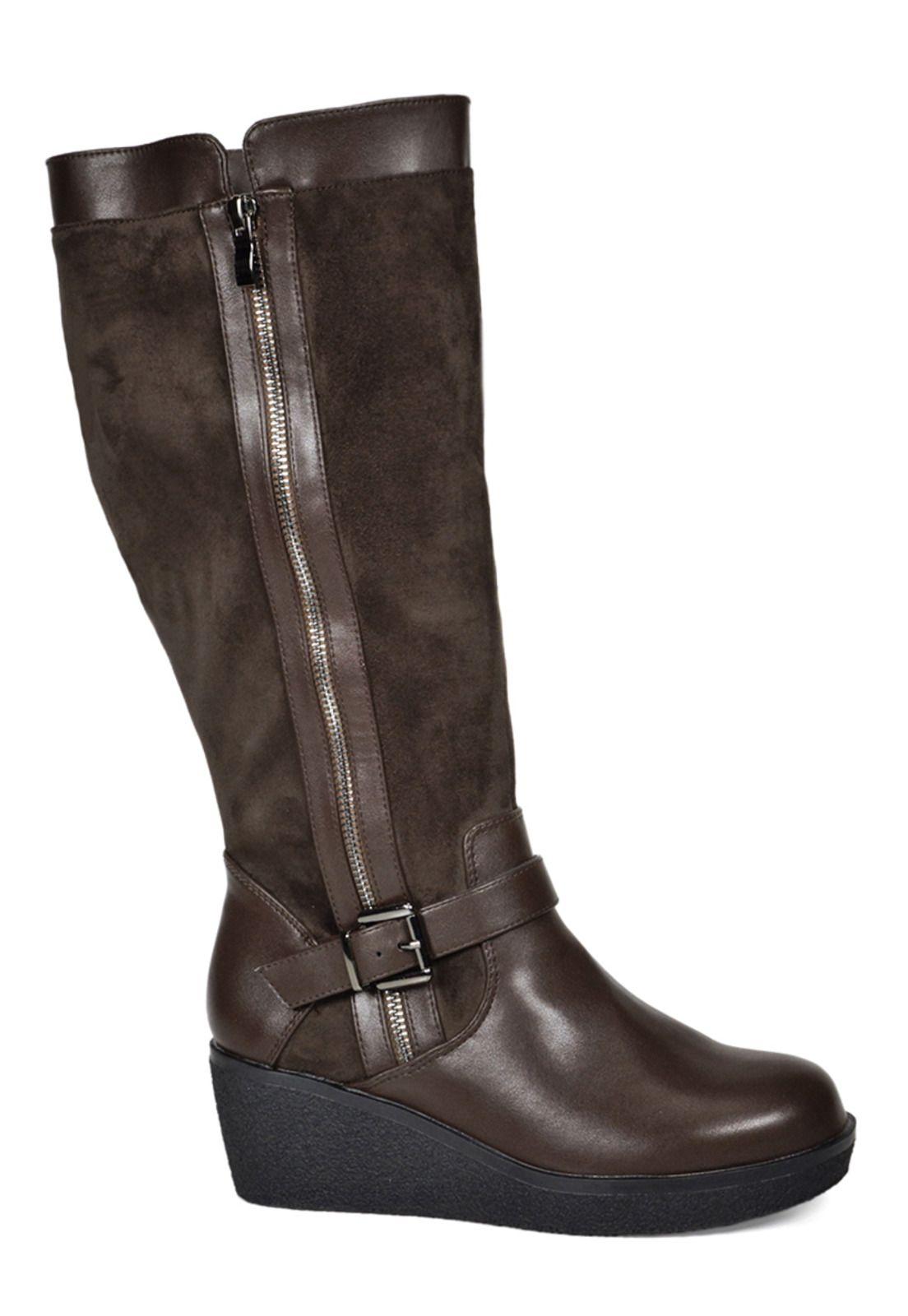 Bota Mujer Alfia Café Ancho XL-0