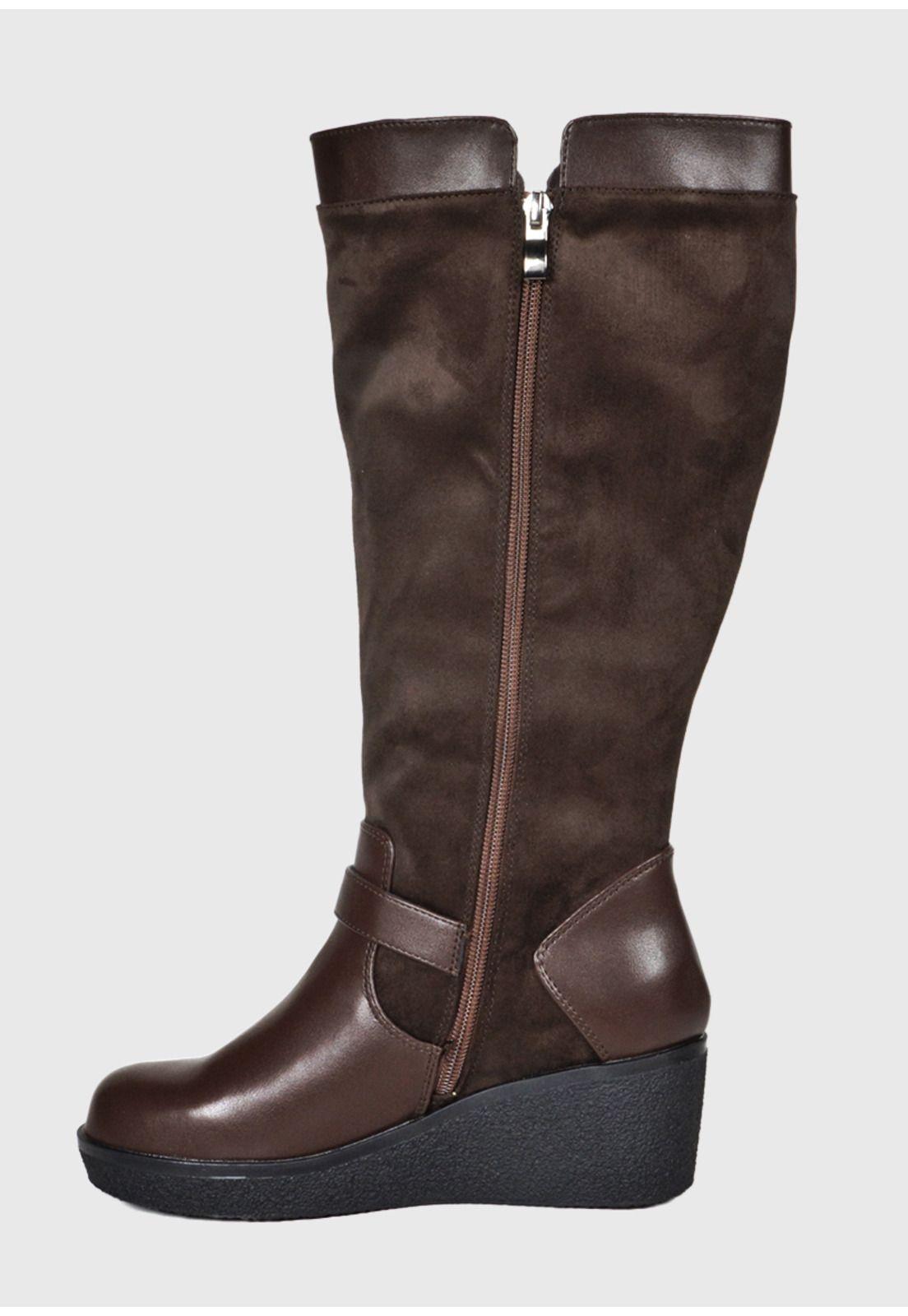 Bota Mujer Alfia Café Ancho XL-1