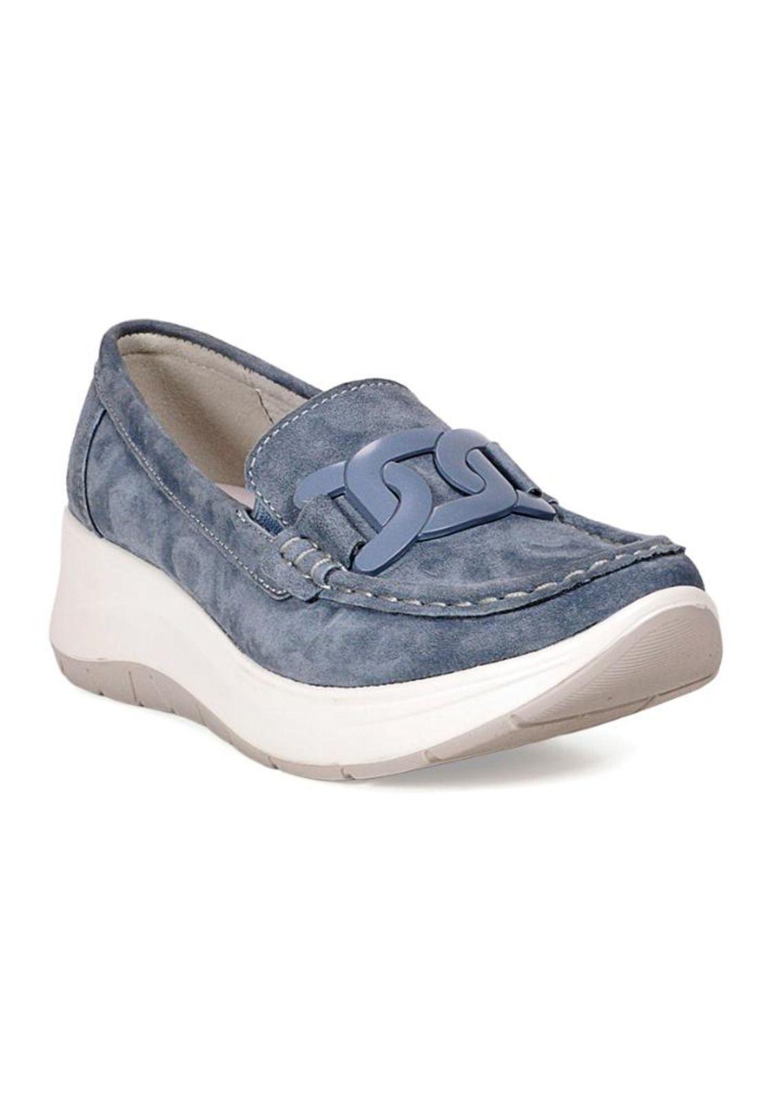 Mocasín Cuero Cecilia Azul-1