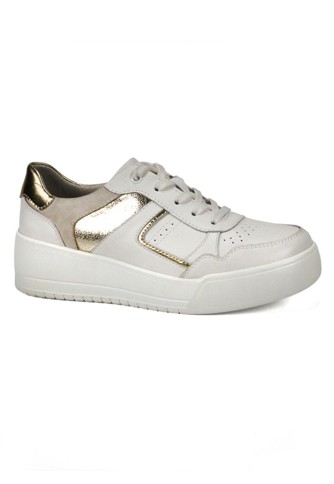 Zapatilla Cuero Arden Blanco Dorado-0