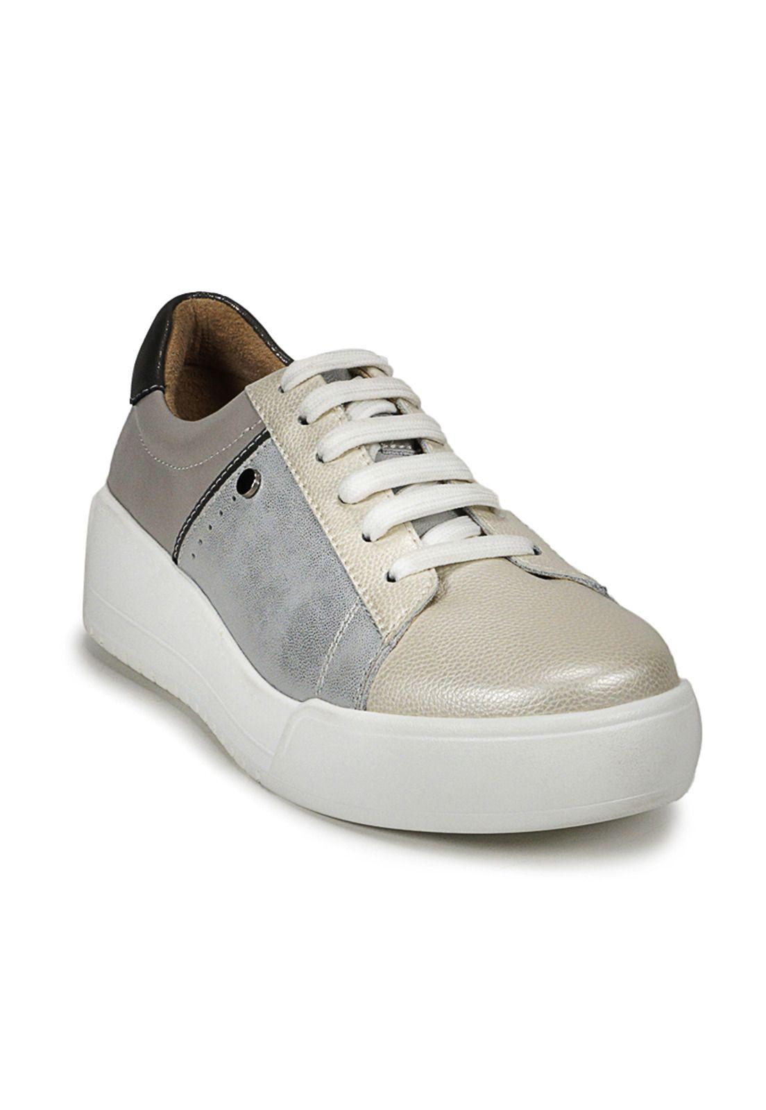 Zapatilla Cuero Bora Plateado-2