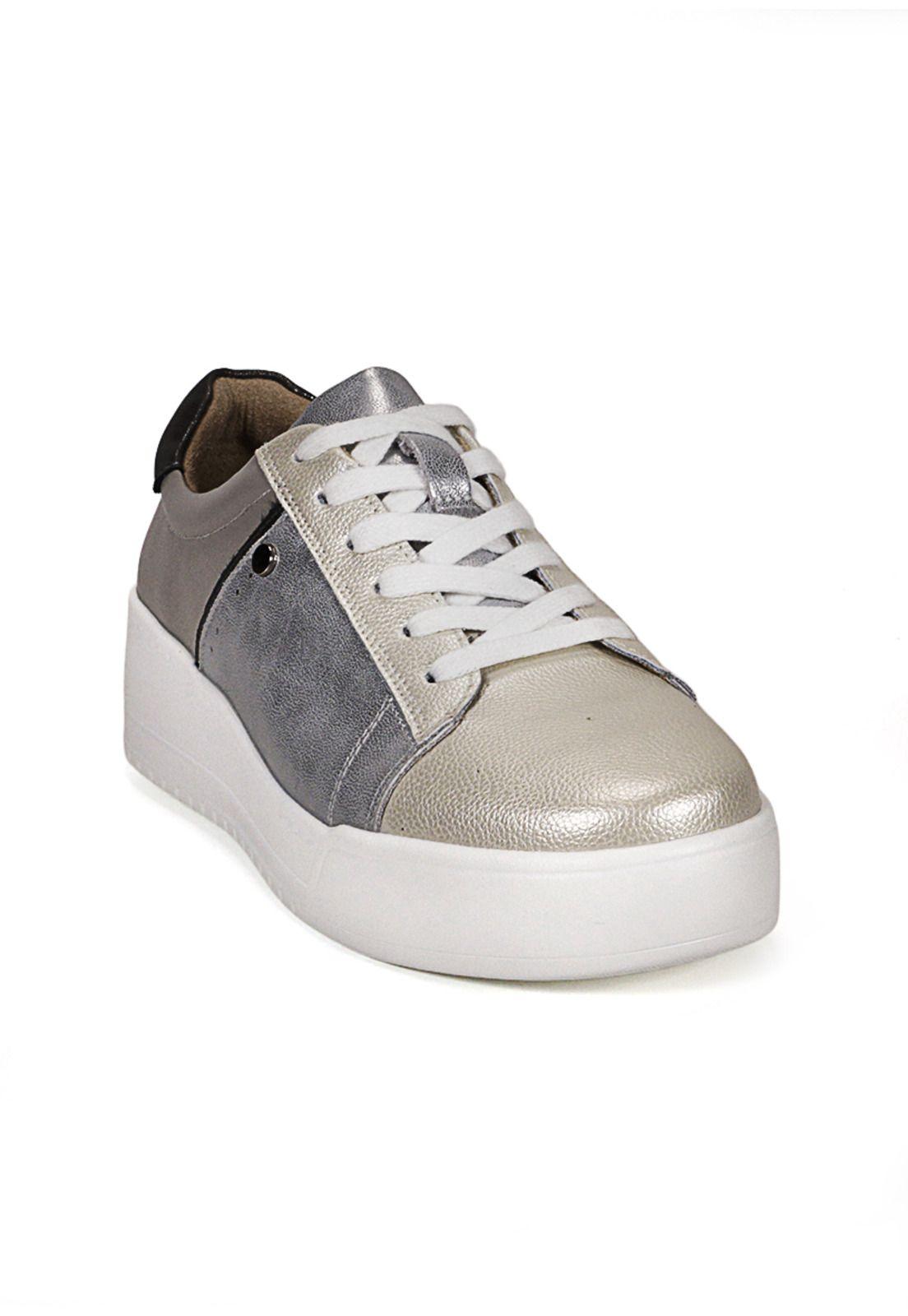 Zapatilla Cuero Bora Plateado-3