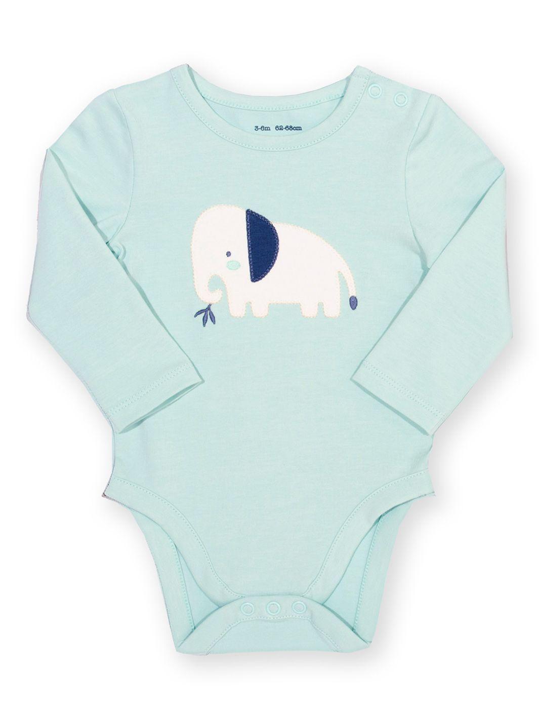 Body bebé algodón orgánico azul Elefante-0