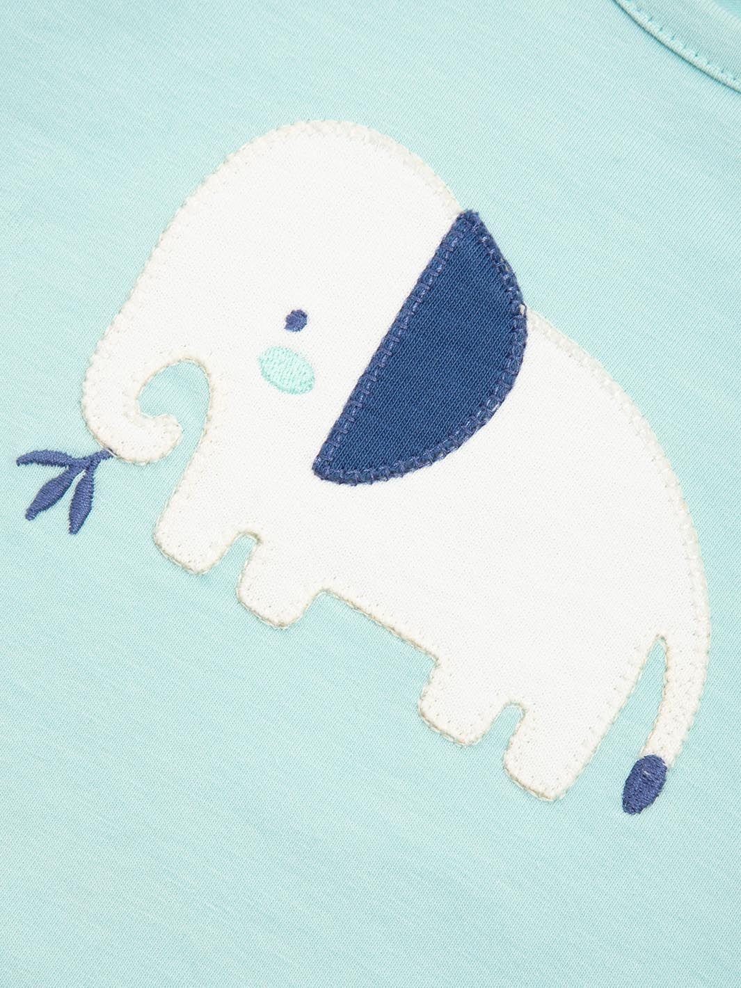 Body bebé algodón orgánico azul Elefante-2