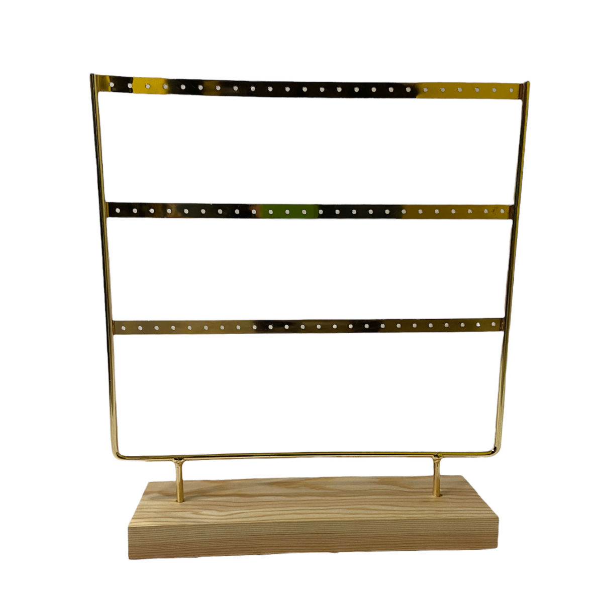 Exhibidor Dorado De Metal Base Madera Para 36 Pares De Aros-0