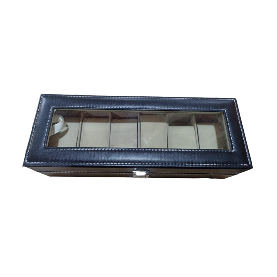 Caja Organizadora Estuche Para 6 Relojes Ecocuero Exhibidor-0