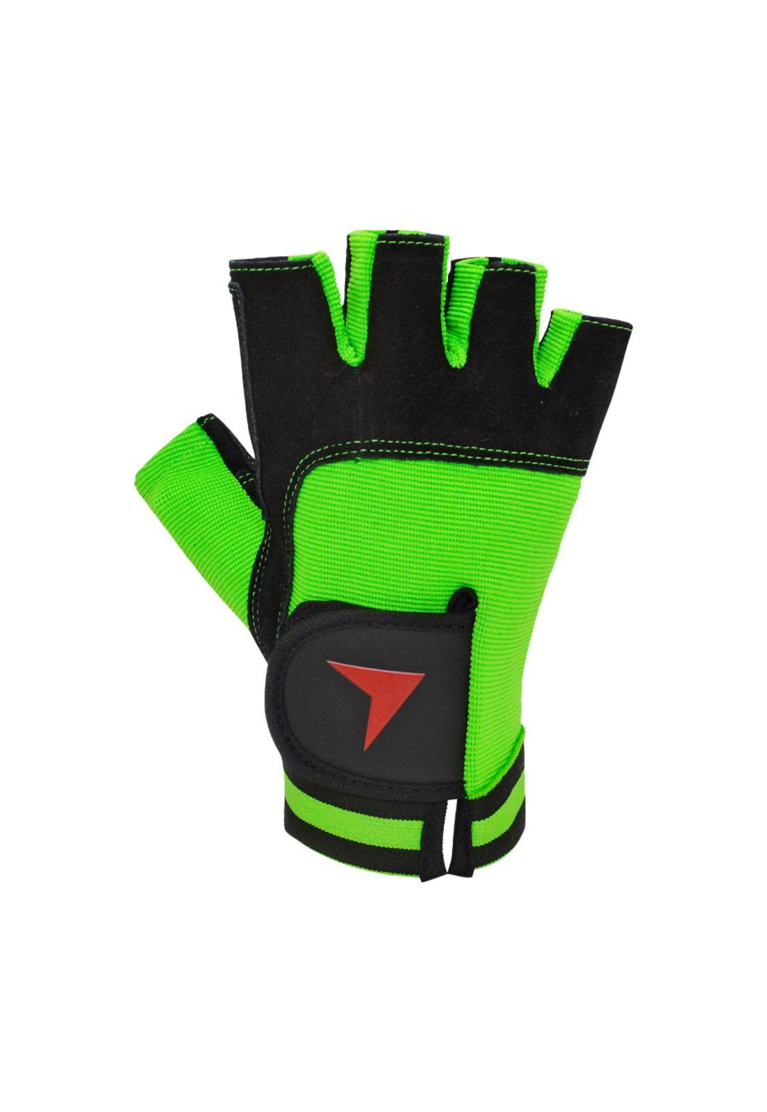 Guante Fitness Torpedo Cuero Negro - Verde-1