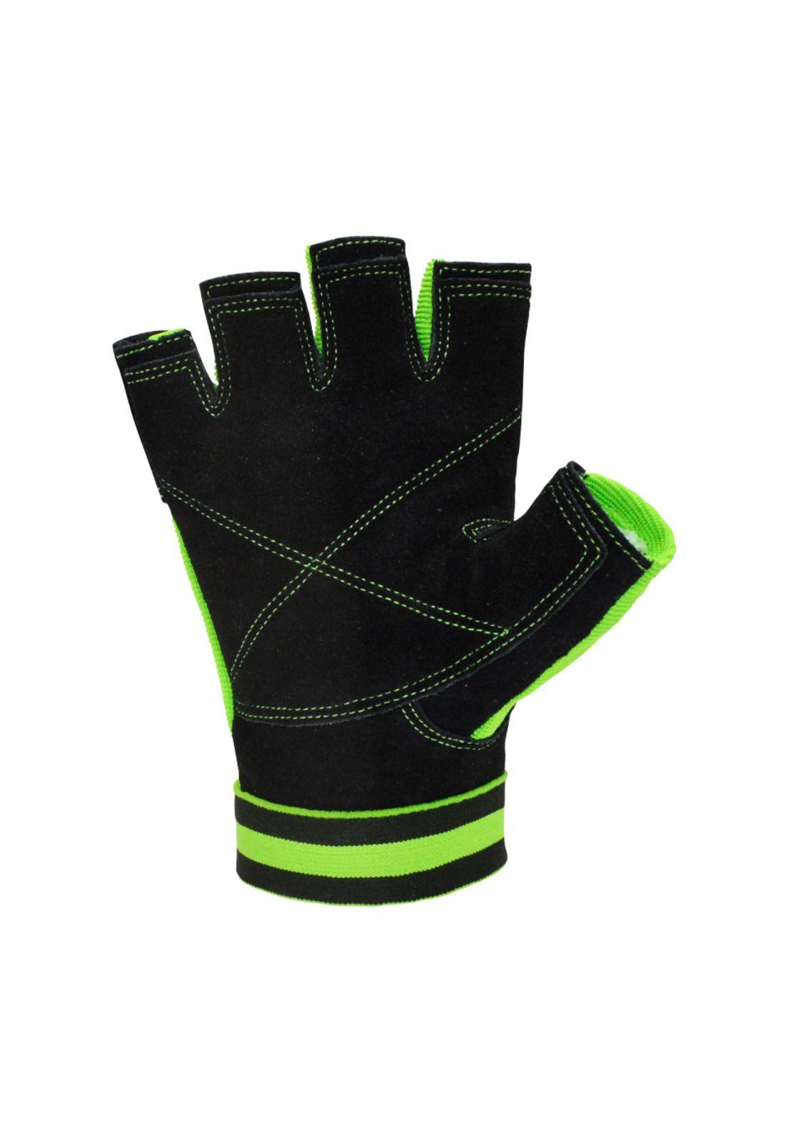 Guante Fitness Torpedo Cuero Negro - Verde-2