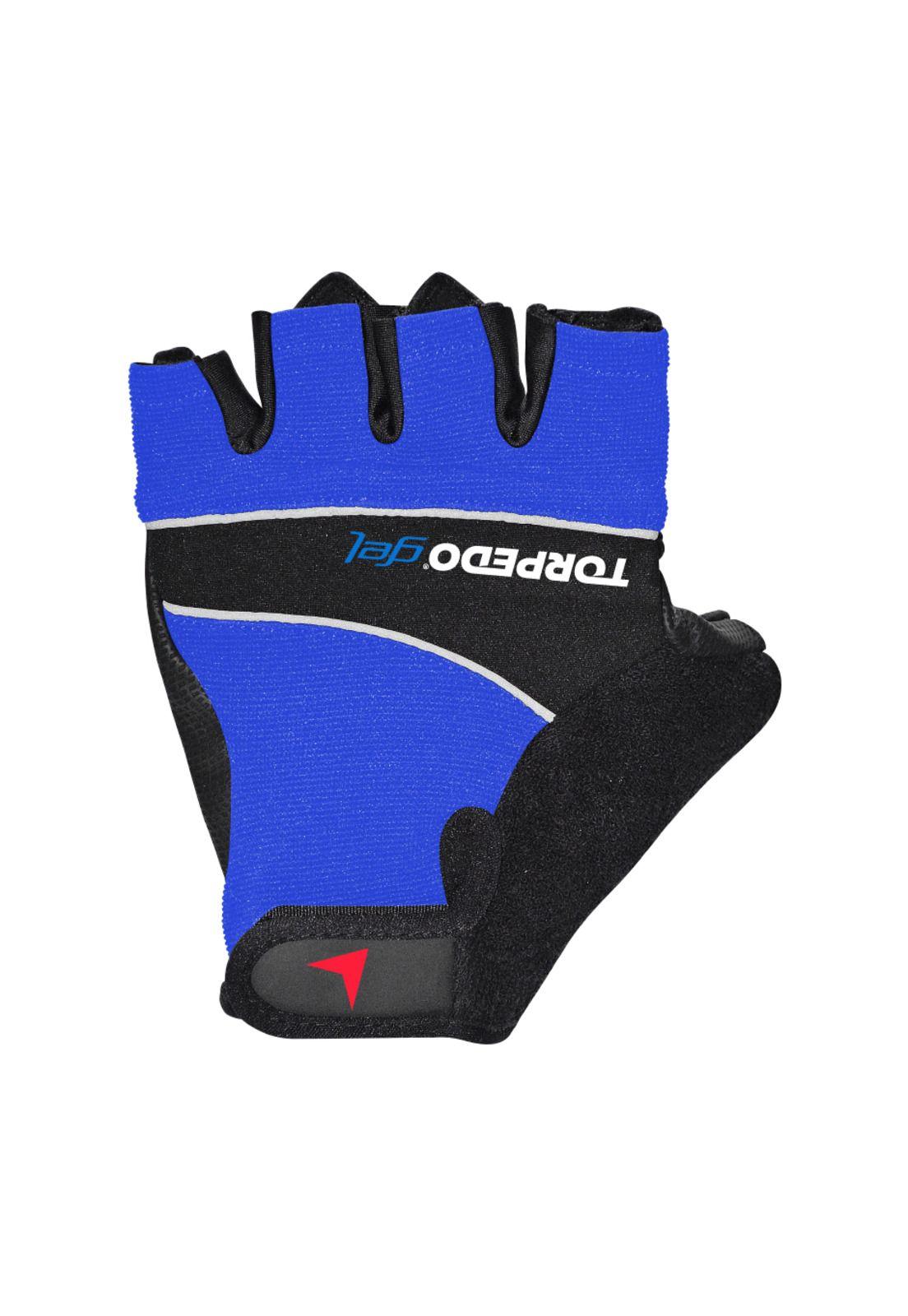 Guante Torpedo Ciclista Gel Negro - Azul -4