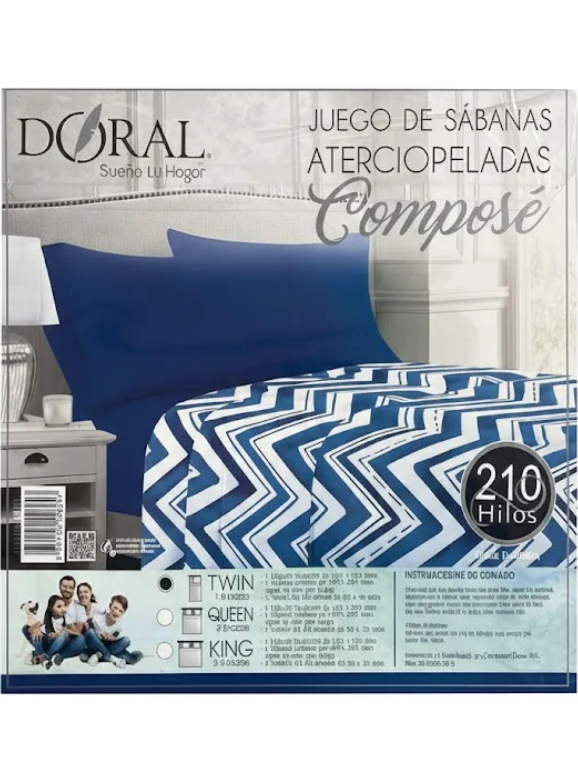 Sabana Aterciopelada 1.5 Plaza 210 Hilos Compose Marca Doral-2