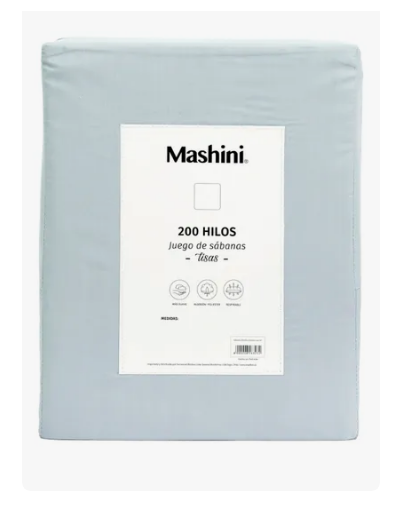 Sábana 1.5 Plazas 200 Hilos Mashini CelesteSábana 1.5 Plazas 200 Hilos Mashini Celeste Sábana 1.5 Pl-2