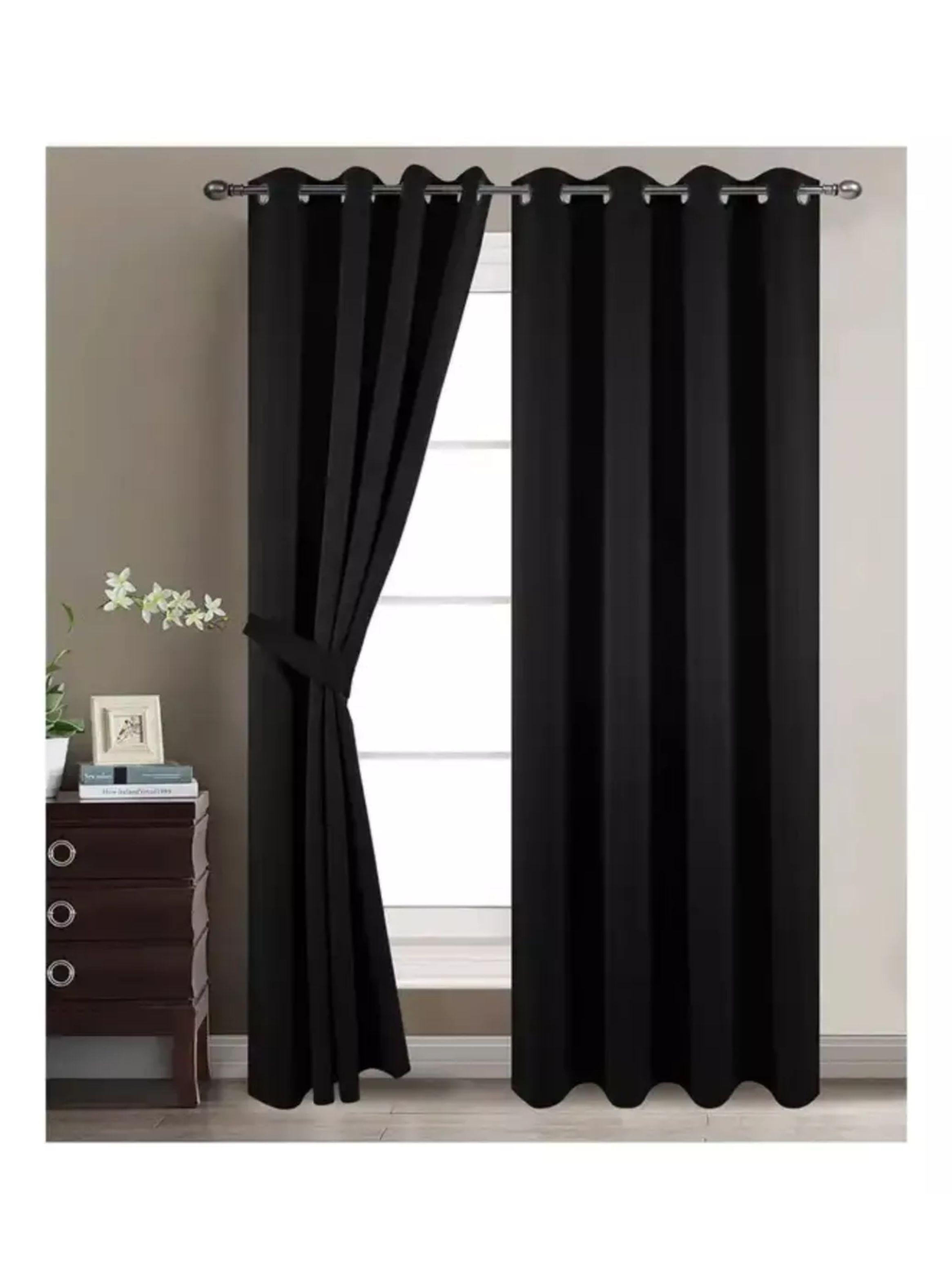 Set De Cortinas Mónaco De 8 Piezas 140x220cm Marca Idetex Negro-2