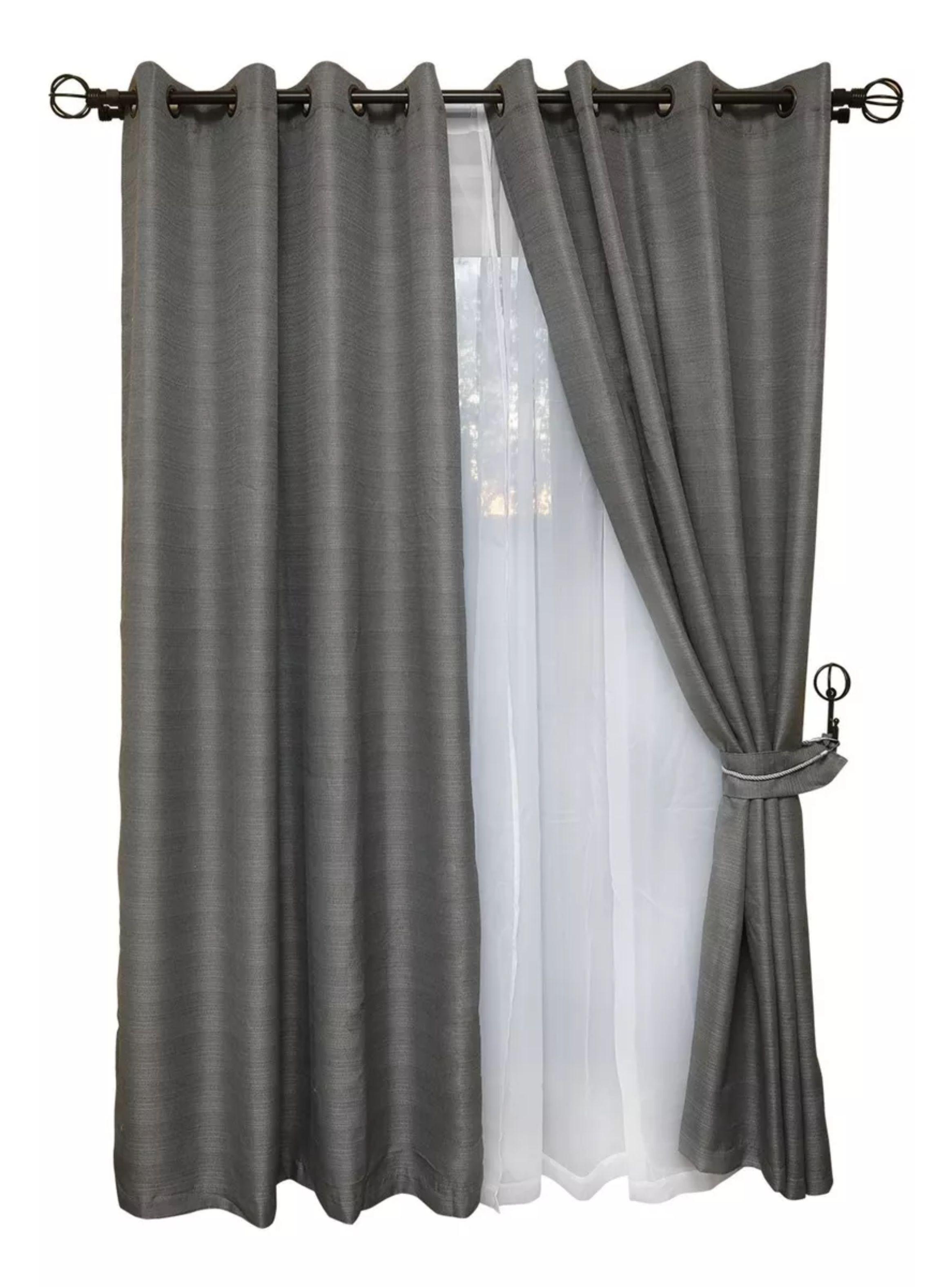 Cortinas Mónaco 140x220cm Set De 8 Piezas Marca Idetex Grafito-2