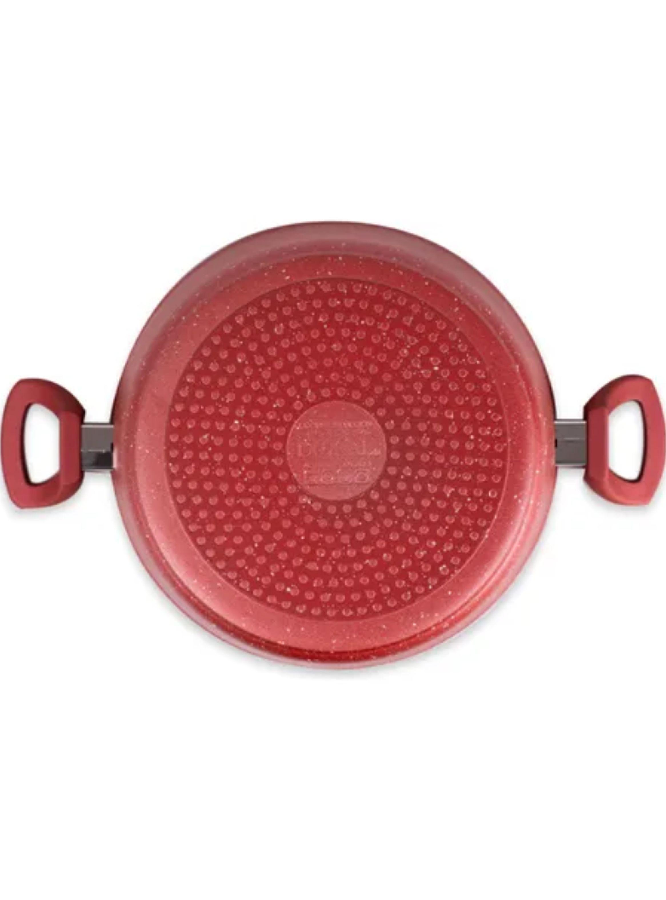 Set De Bateria De 7 Piezas San Remo New Antiadherente Marble Rojo-2
