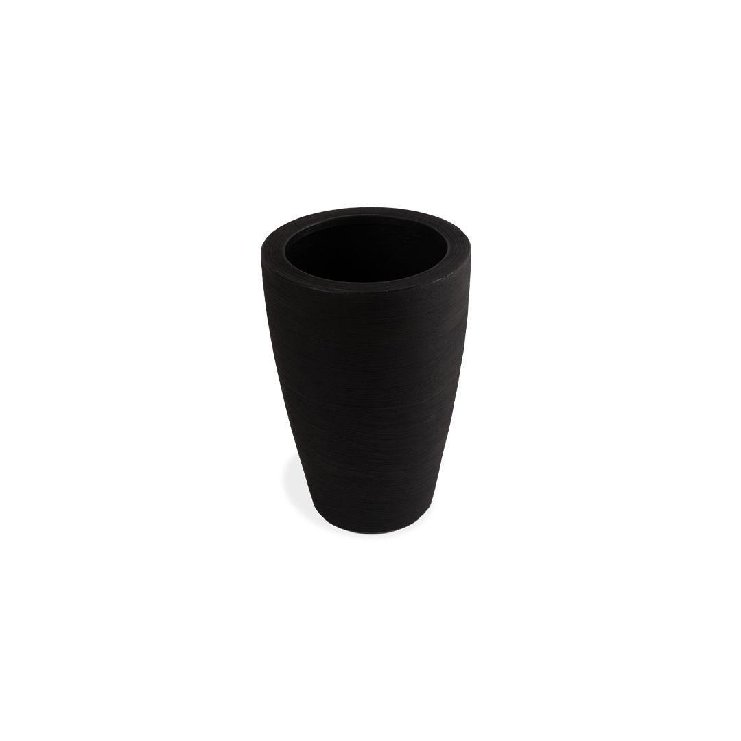 MACETERO CONE GRAFIATO 55 NEGRO C/PLATO-2