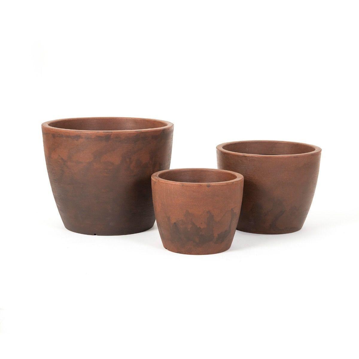 MACETERO MALTA REDONDO ANTIQUE ROJIZO M-1