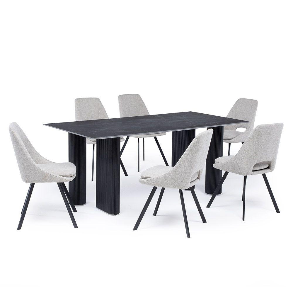 JUEGO DE COMEDOR OBLO + 6 SILLAS DANE BEIGE-0