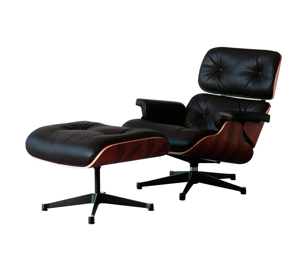 SOFÁ CONJUNTO EAMES LOUNGE Y OTTOMAN NEGRO-1